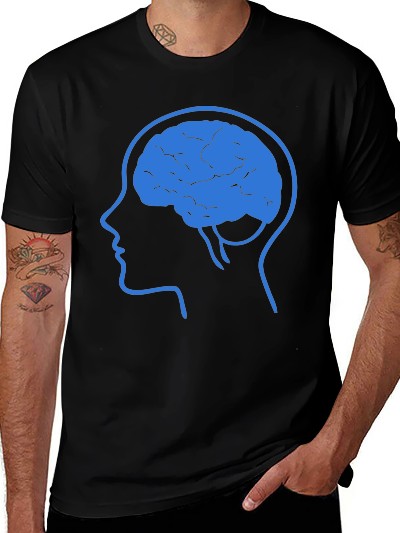 Variant 26 of Brain Power T-Shirt - Mens Black Graphic Tee