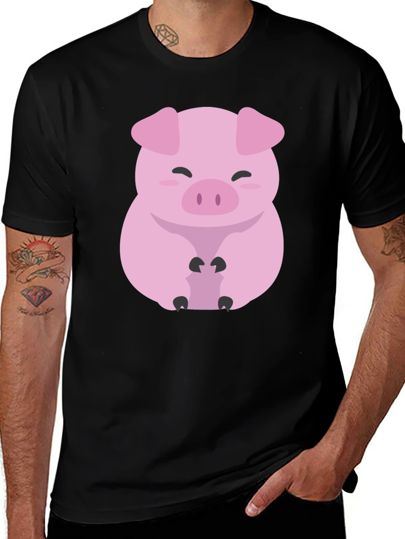 Variant 24 of Cute Pig Graphic T-Shirt - Unisex Black Tee