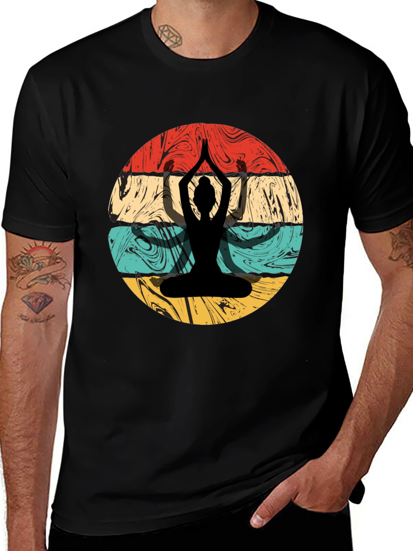 Variant 26 of Yoga Silhouette Retro Graphic T-Shirt