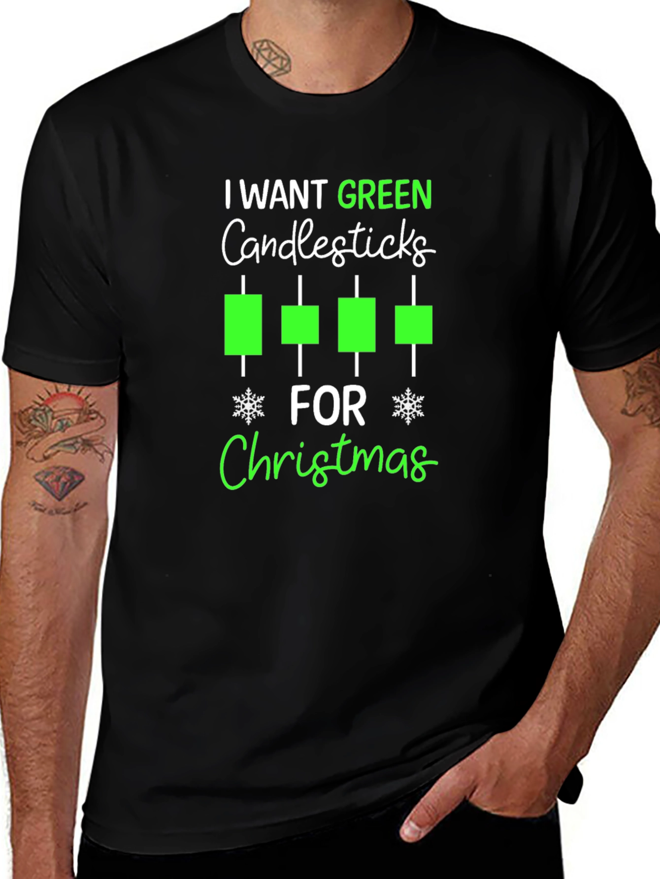 Green Candlesticks Christmas T-Shirt