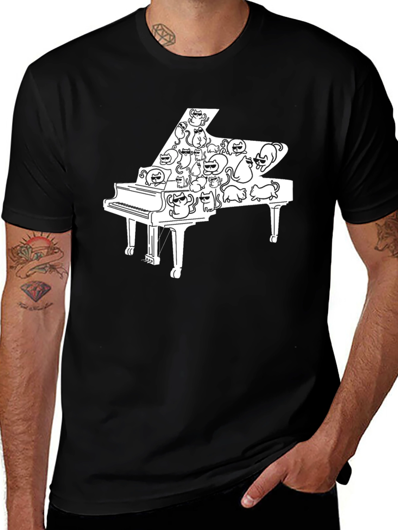 Variant 13 of Piano Cat T-Shirt - Unique Music Lover Tee