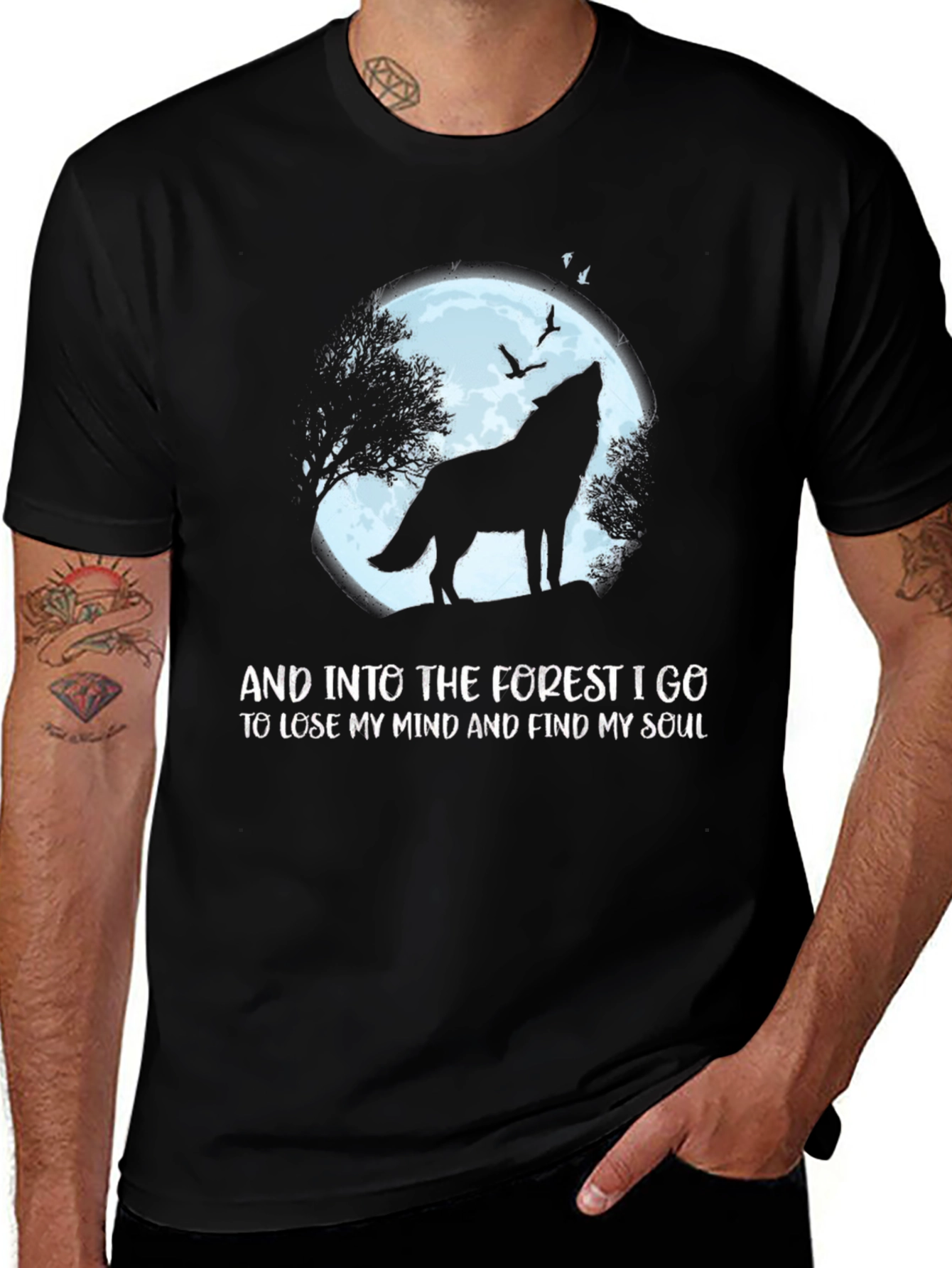Variant 22 of Wolf Silhouette Forest Graphic Tee