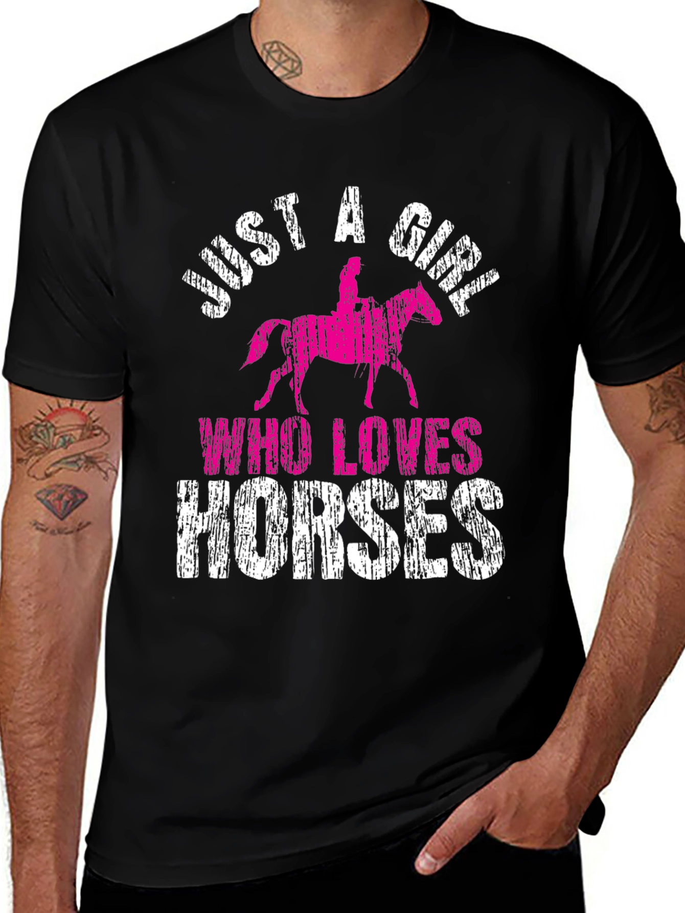 Variant 9 of Just a Girl Who Loves Horses Black T-Shirt