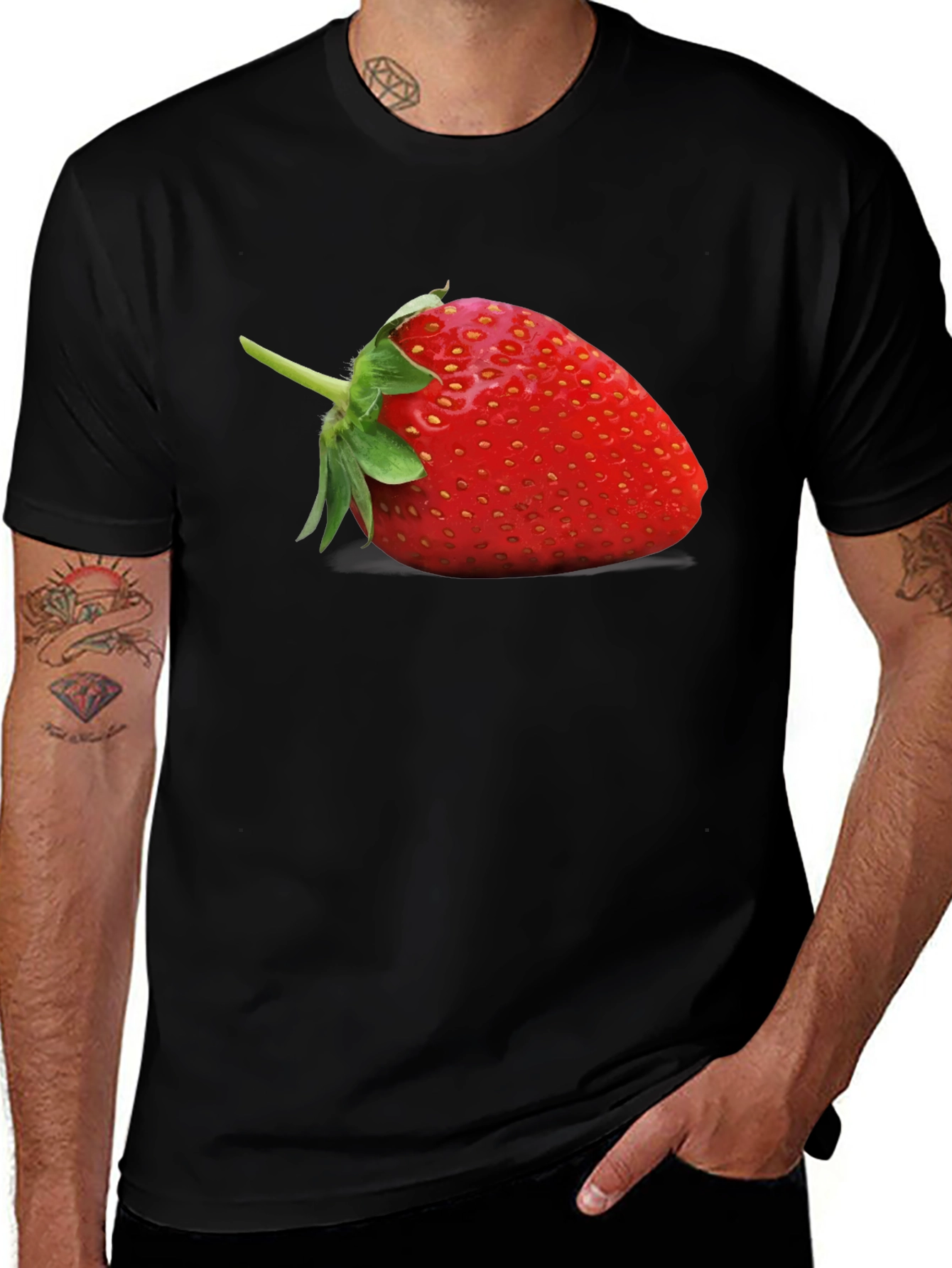 Variant 24 of Strawberry Graphic Print Black T-Shirt