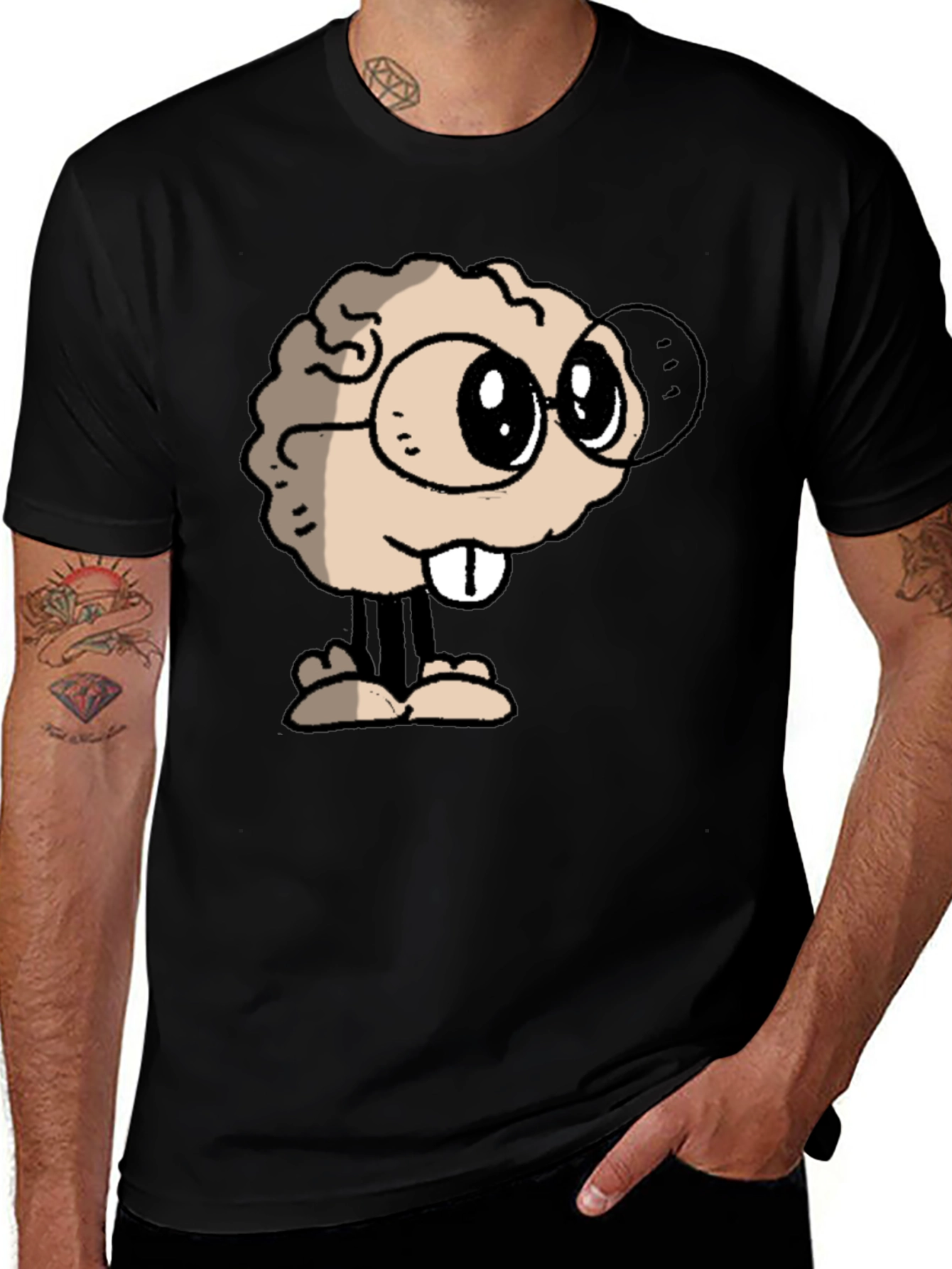 Variant 2 of Brainy Character Graphic Tee - Black