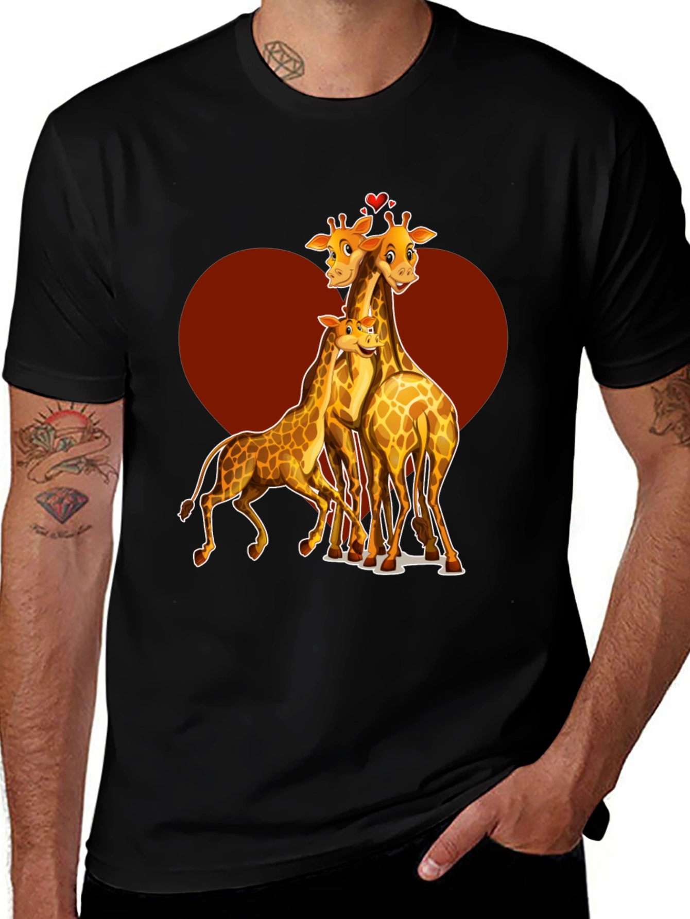 Variant 23 of Giraffe Family Heart T-Shirt