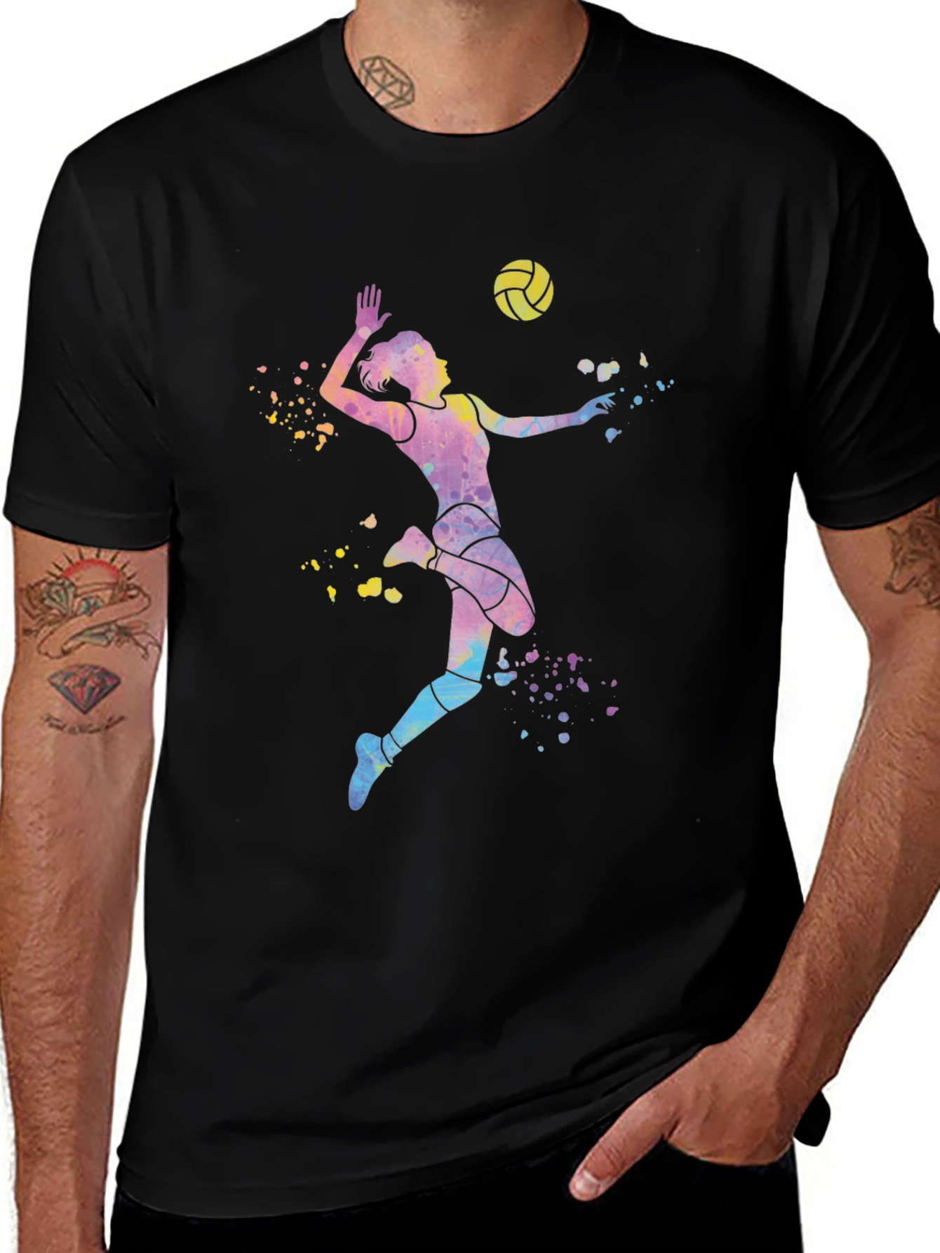 Variant 27 of Watercolor Volleyball Player Graphic Tee