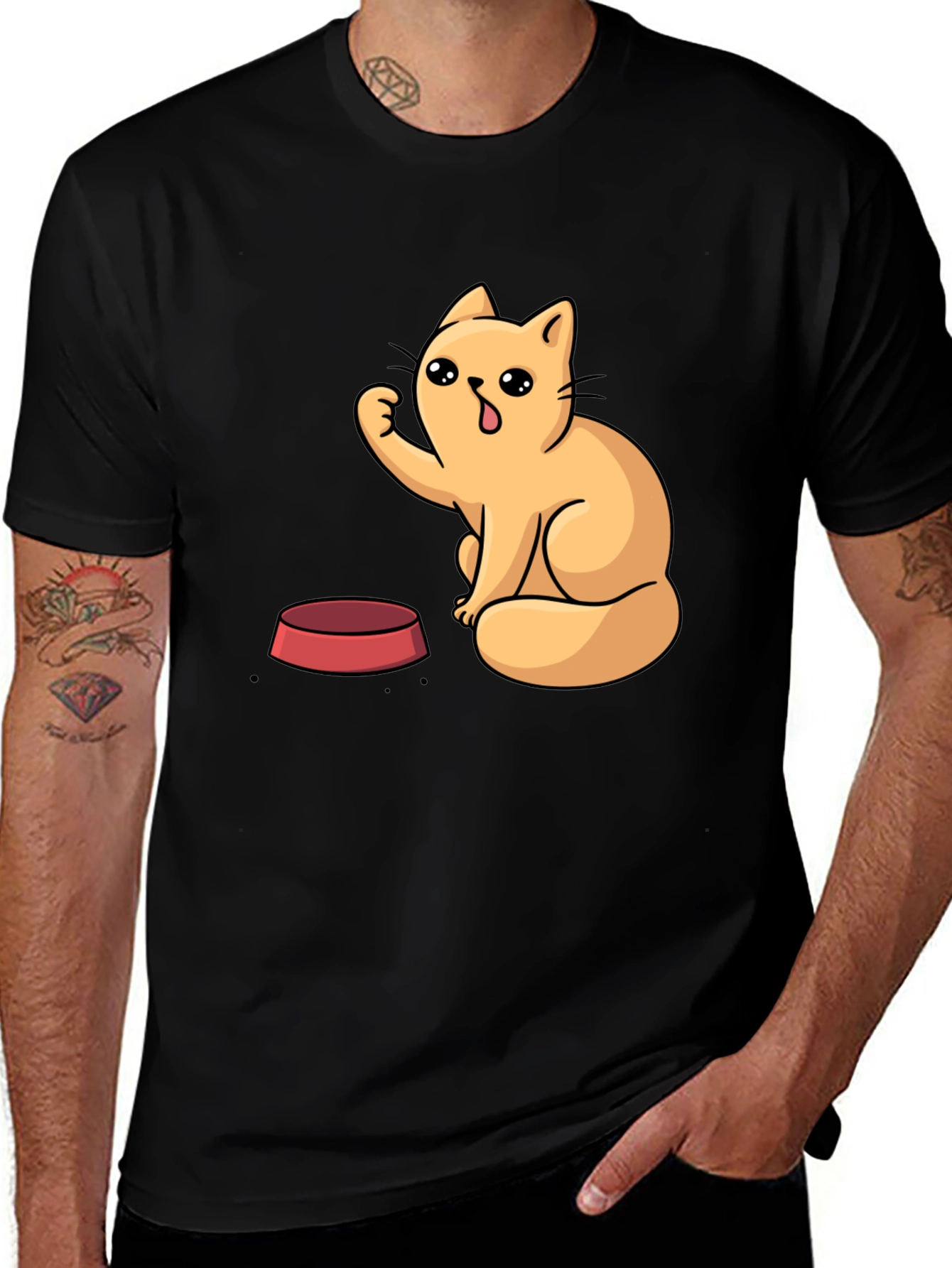 Variant 23 of Cute Cartoon Cat T-Shirt - Black