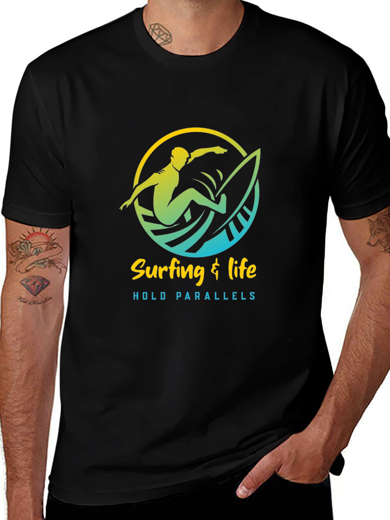 Variant 14 of Surfing & Life Tee - Hold Parallels Graphic T-Shirt