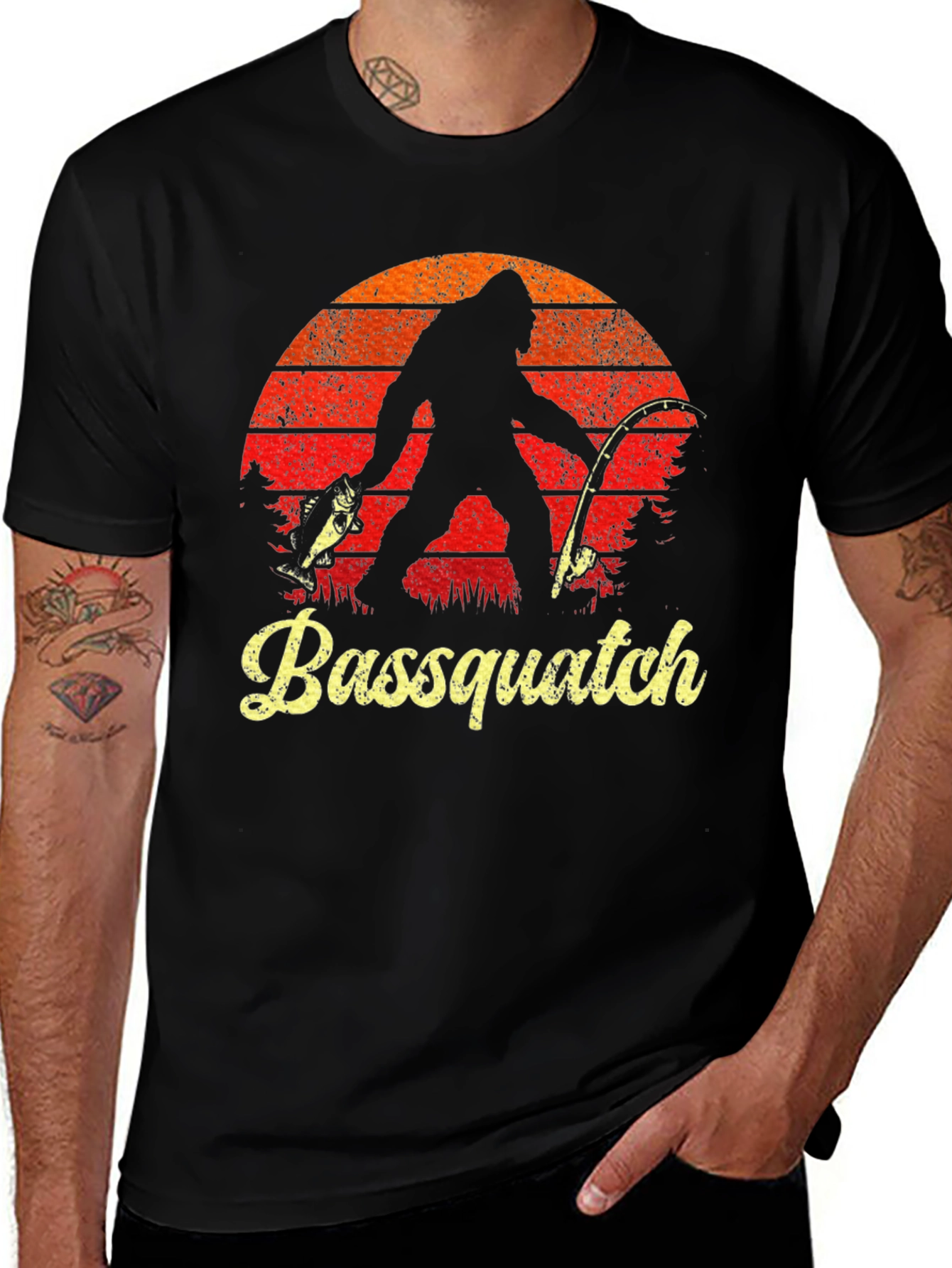 Variant 15 of Bassquatch Graphic Tee - Bigfoot Fishing Shirt