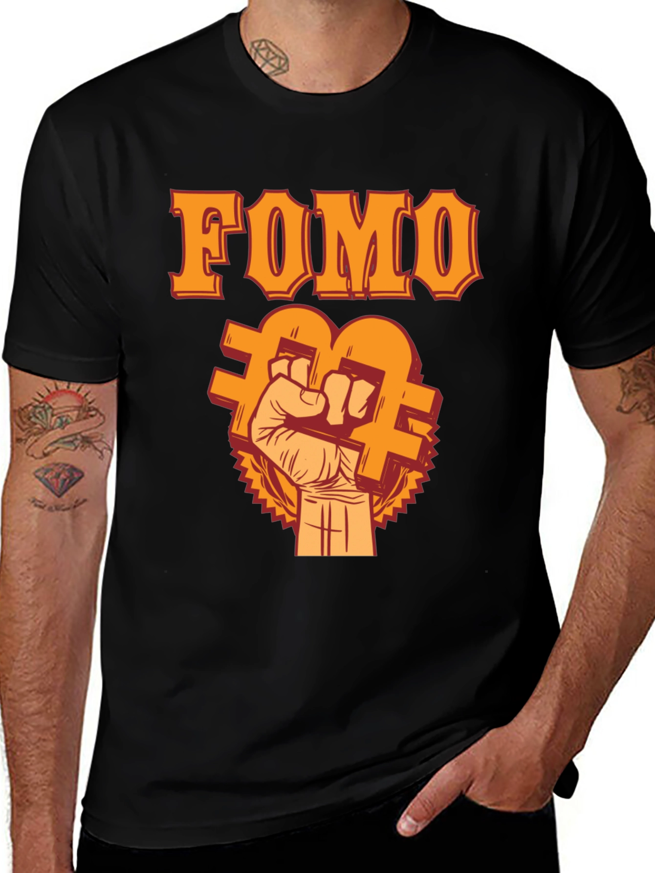 FOMO Bitcoin Fist T-Shirt - Crypto Trader Apparel