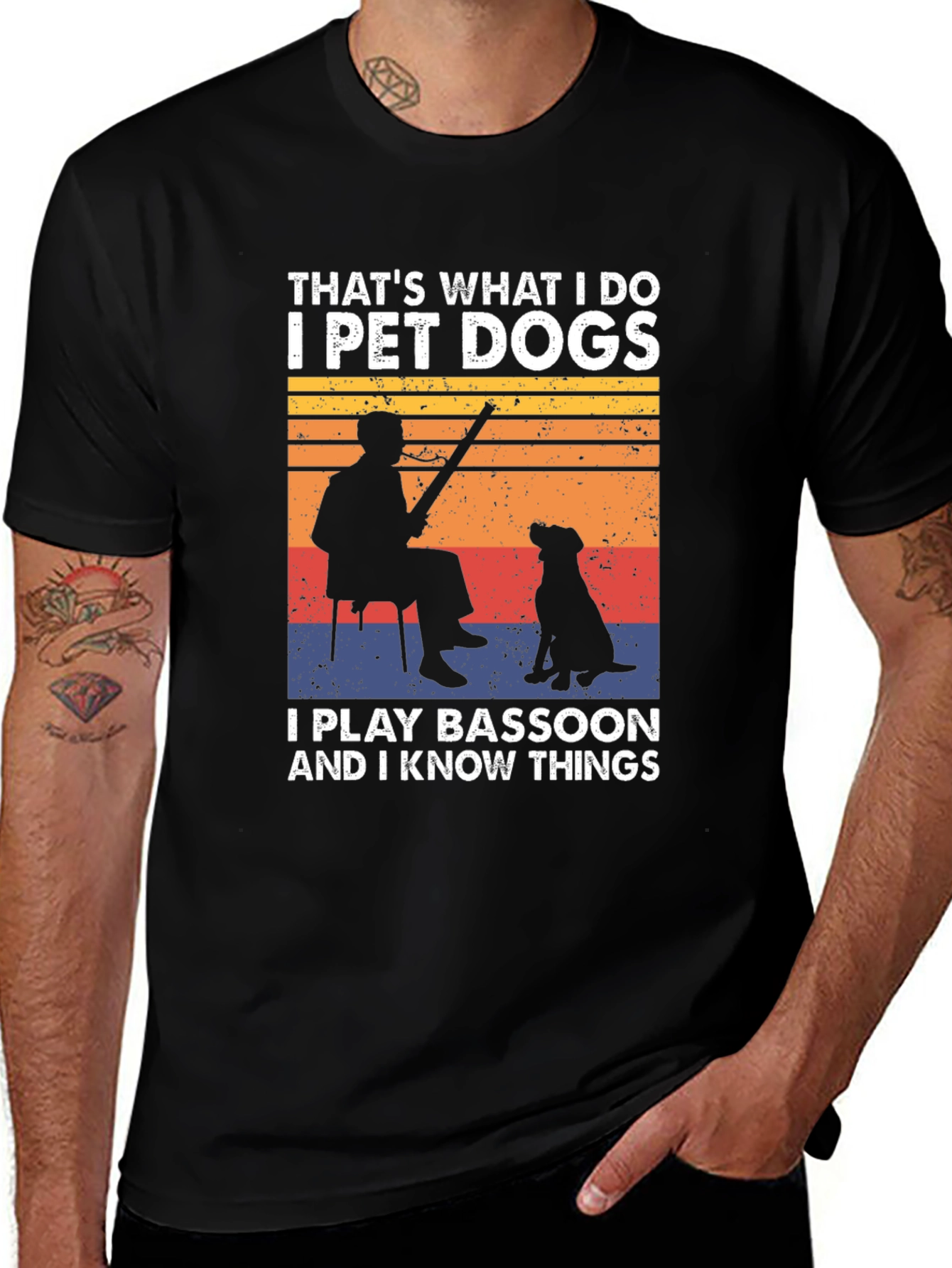 Variant 10 of I Pet Dogs, Play Bassoon, Know Things T-Shirt