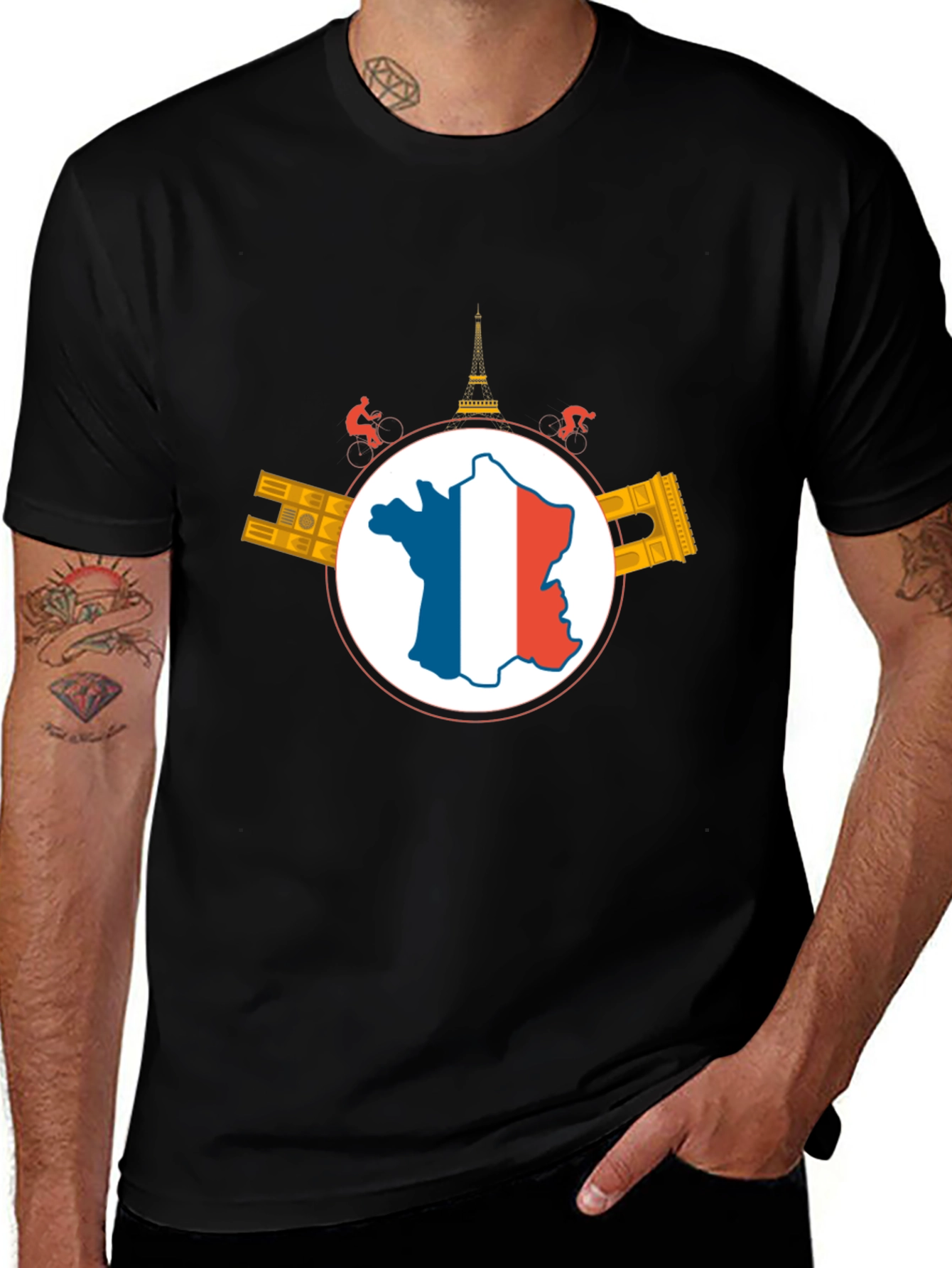 Variant 30 of France Cycling Graphic T-Shirt - Black