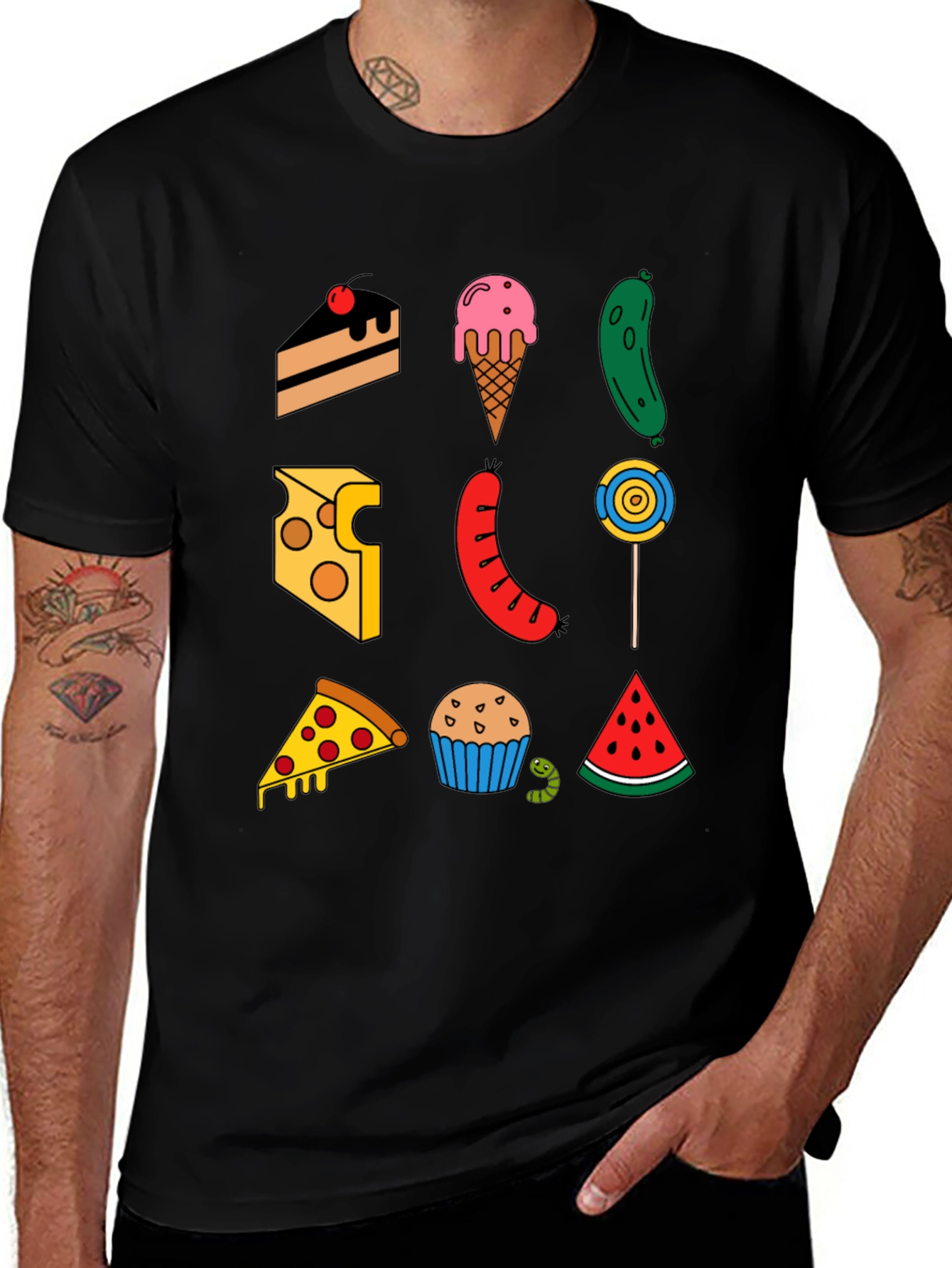 Variant 24 of Food Pattern T-Shirt - Fun and Unique Design