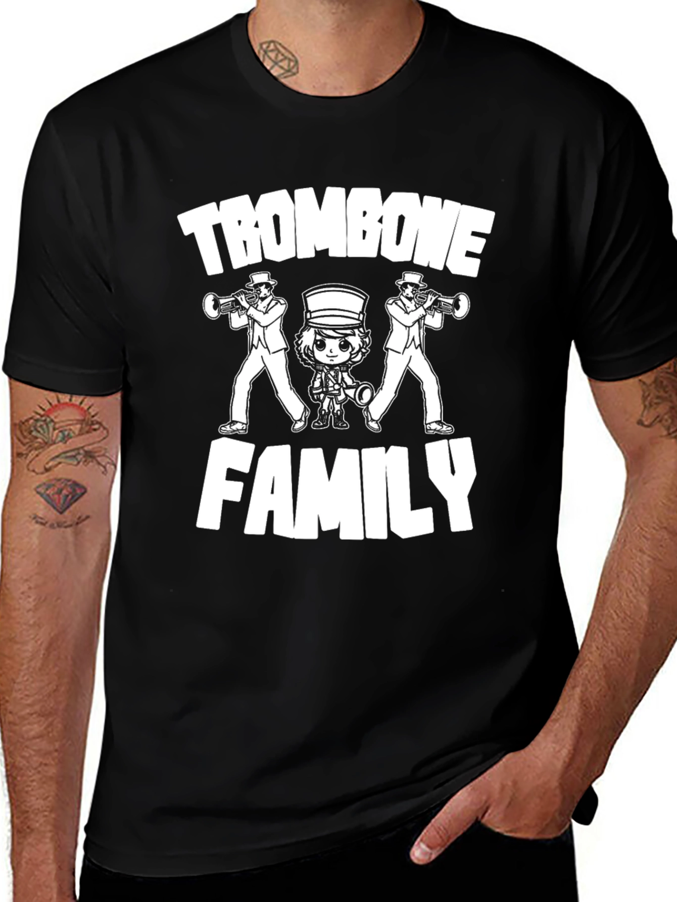 Variant 7 of Trombone Family Black T-Shirt - Music Lover Tee