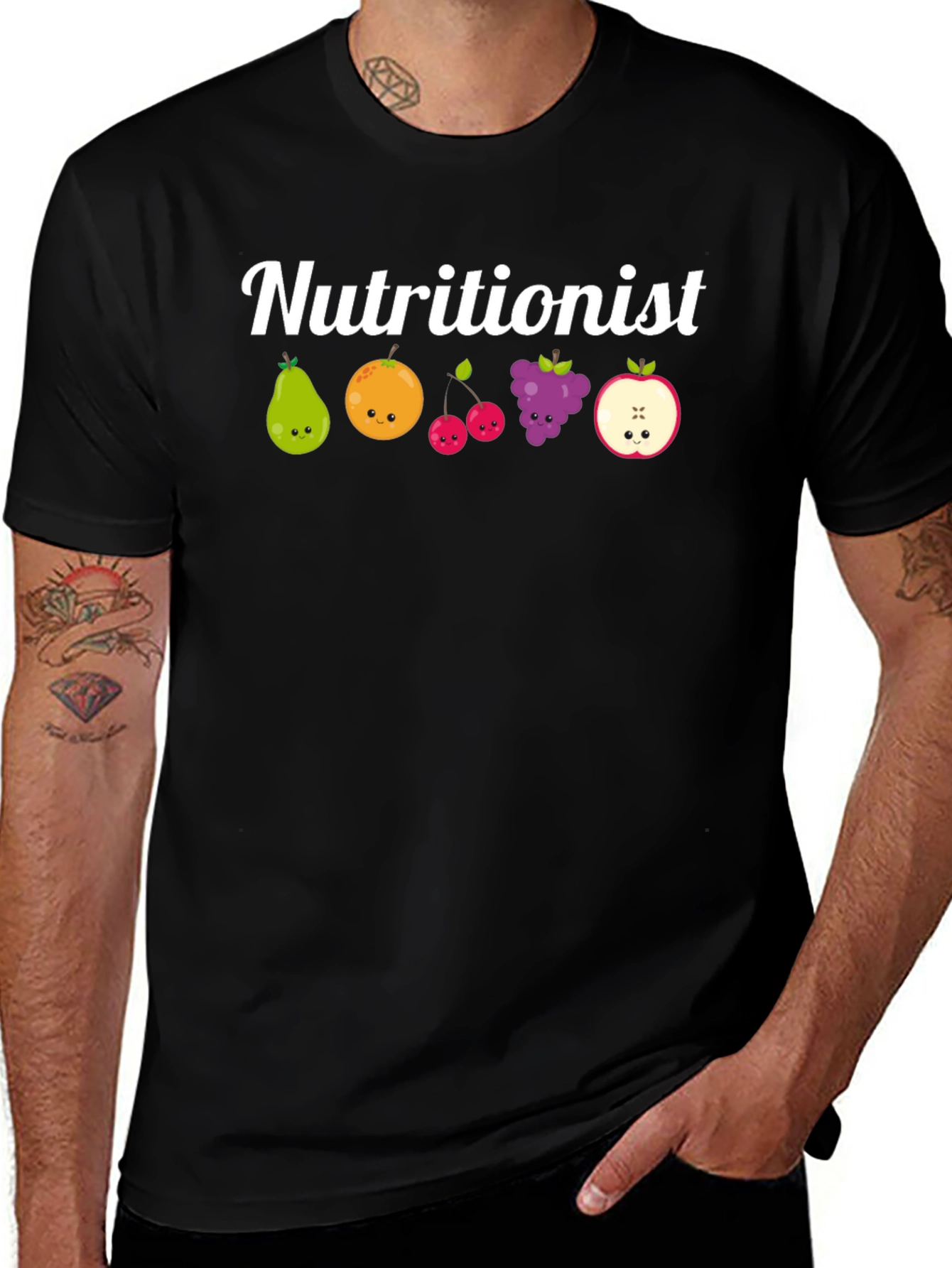 Nutritionist Fruit Graphic Black T-Shirt