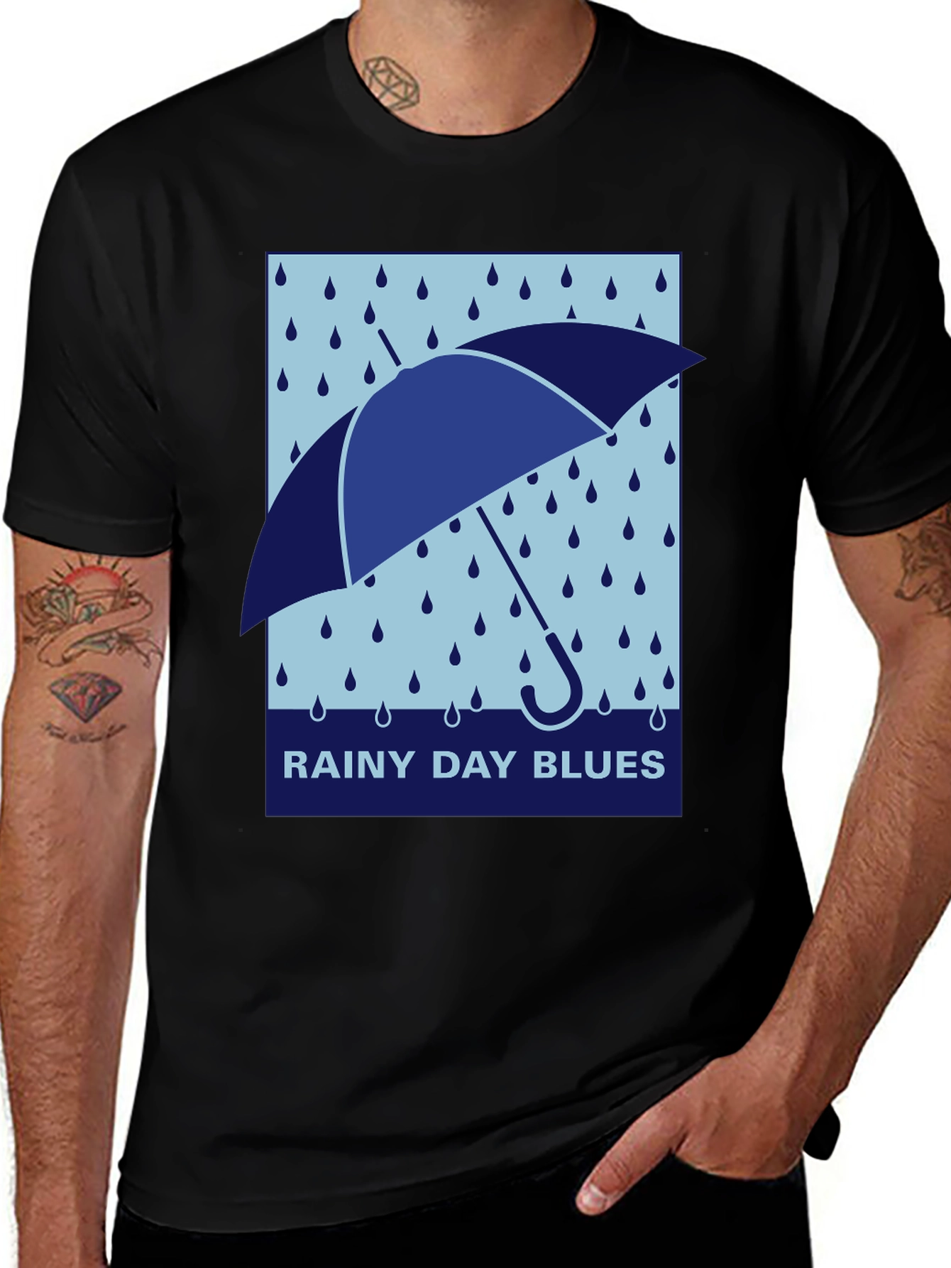 Black Rainy Day Blues Graphic Tee - Stylish & Comfortable main image