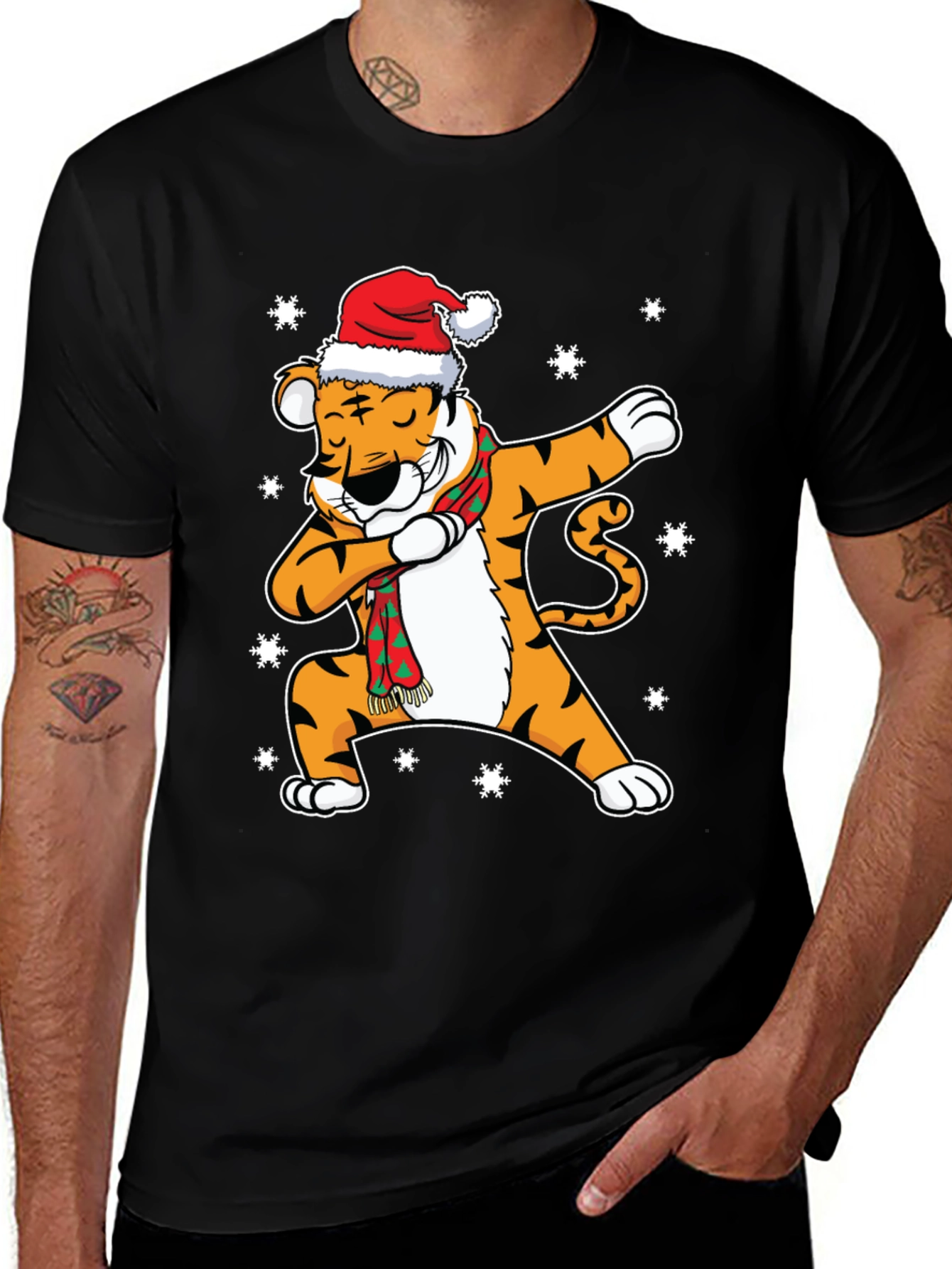 Variant 24 of Dabbing Tiger Christmas T-Shirt - Holiday Apparel