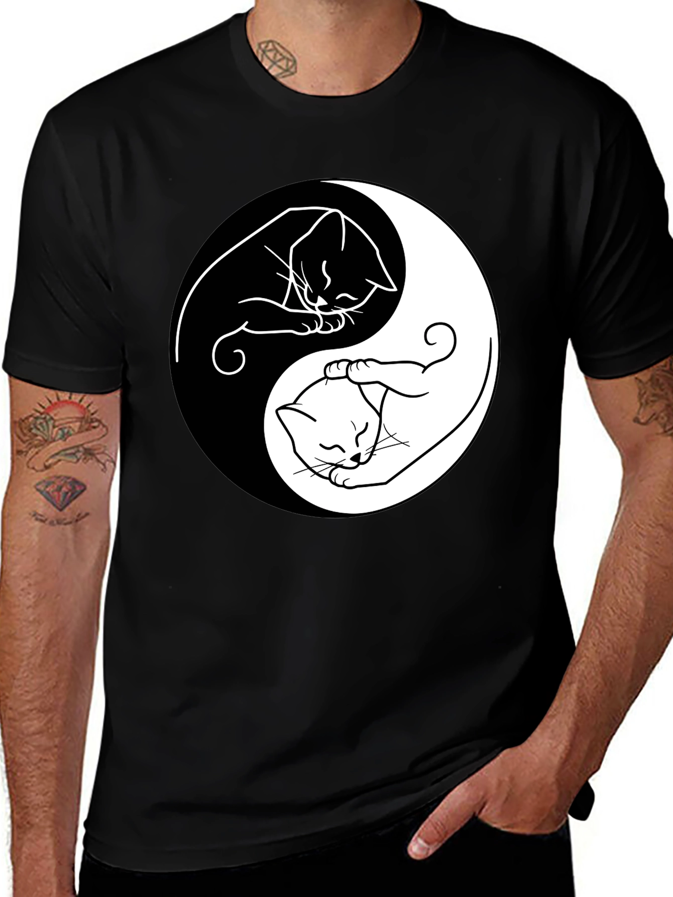 Yin Yang Cat T-Shirt - Balance & Style