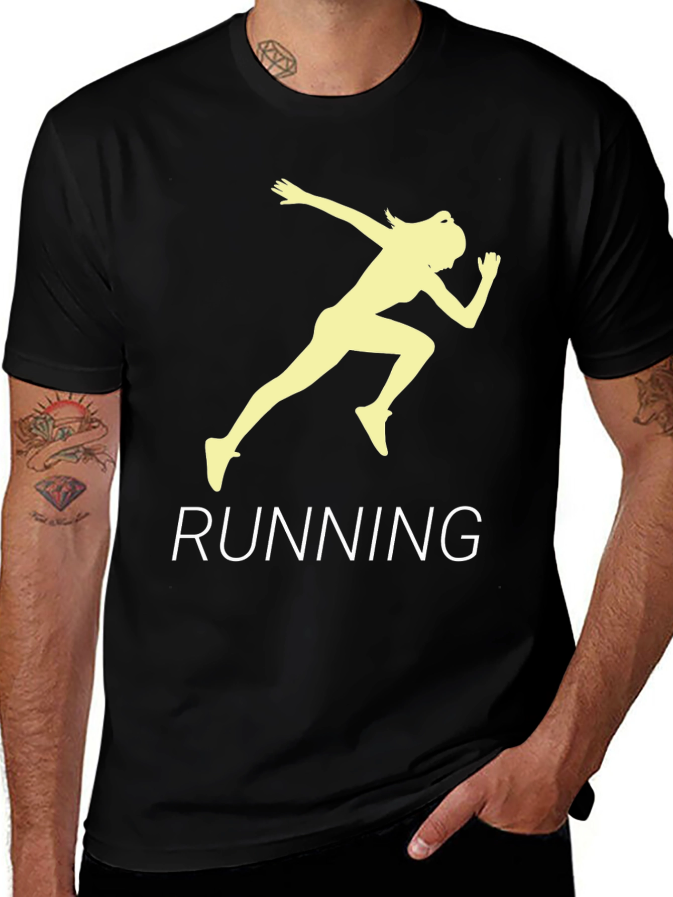 Variant 18 of Running Woman Graphic Tee - Black Cotton T-Shirt