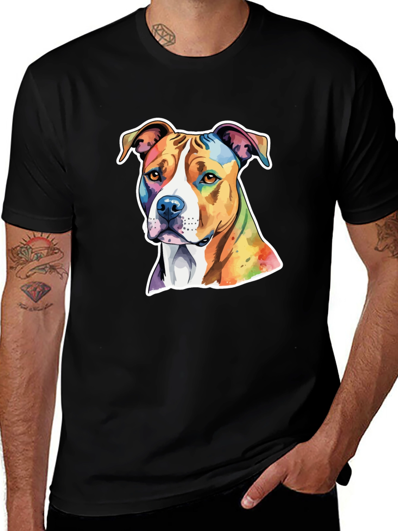 Variant 14 of Colorful Pitbull Dog Graphic T-Shirt