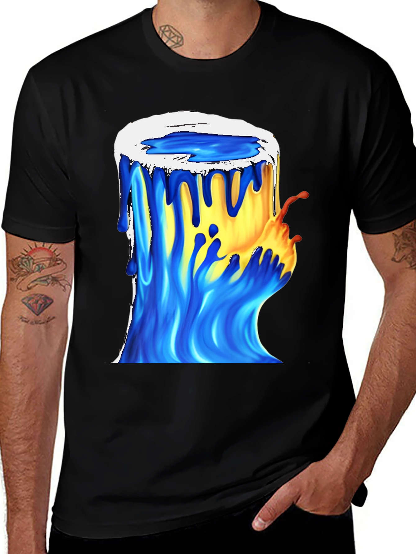 Variant 7 of Paint Bucket Flame Graphic Black T-Shirt