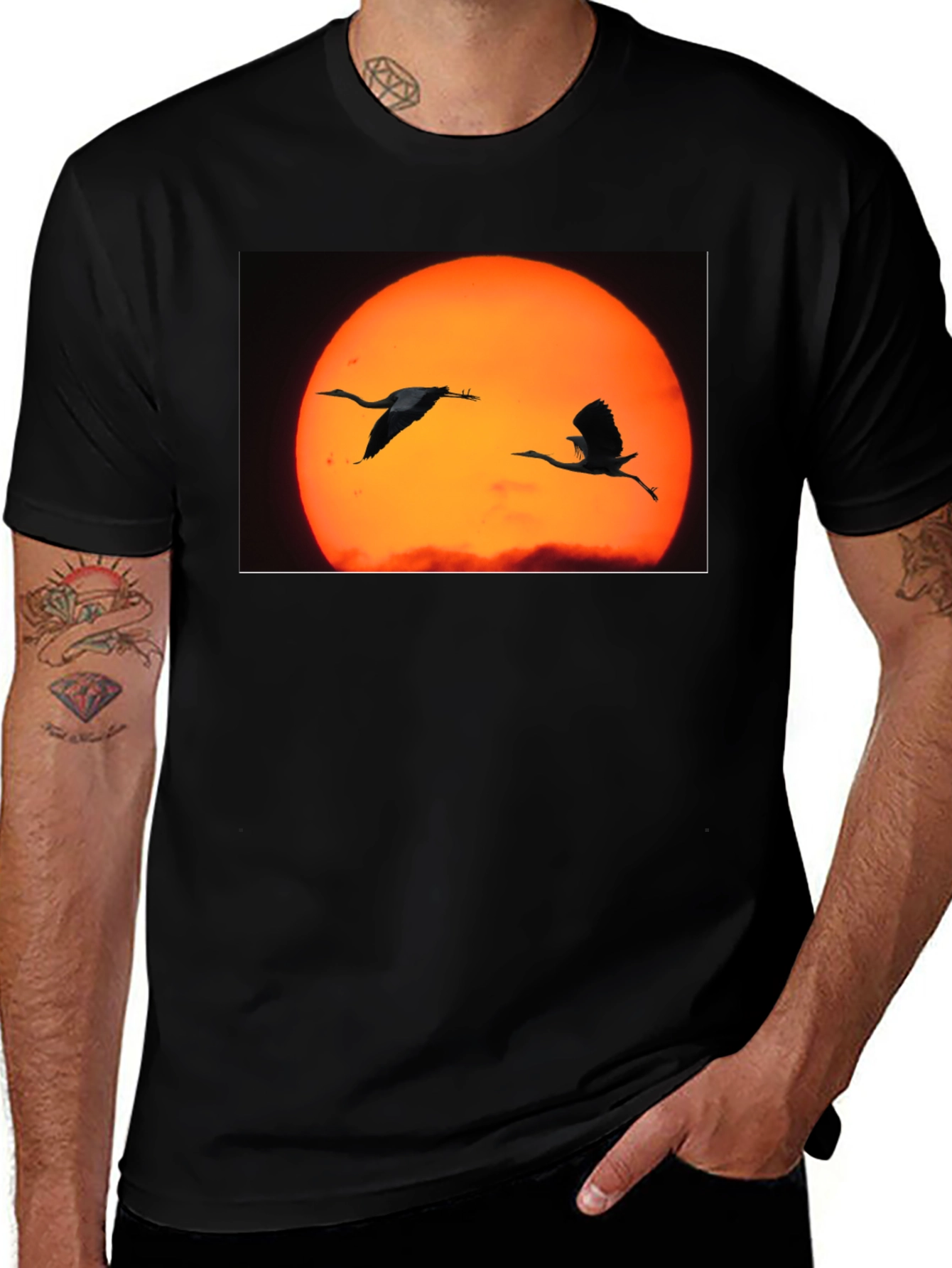 Variant 11 of Sunset Birds Black T-Shirt