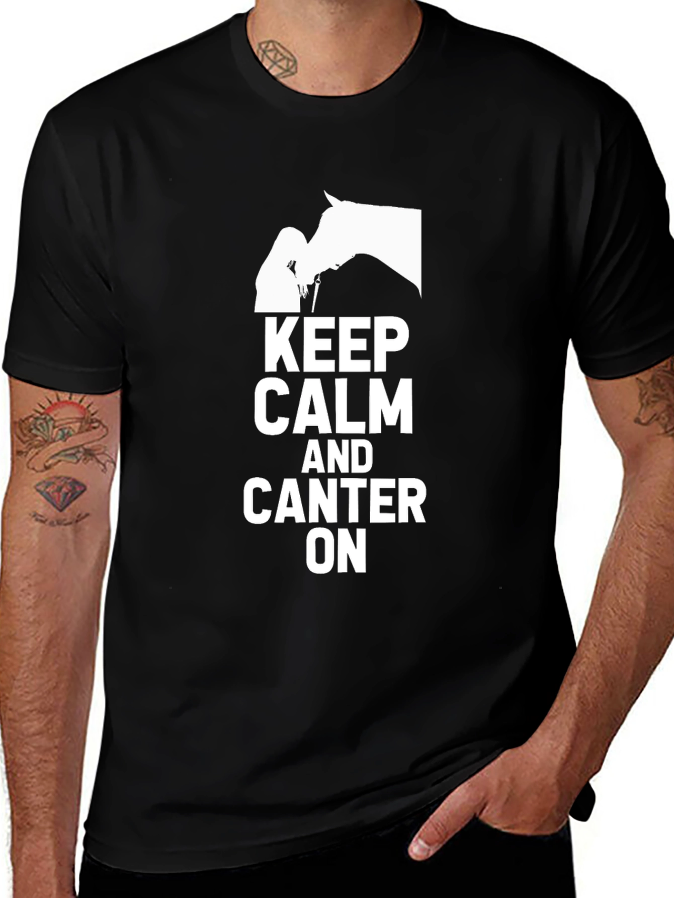 Variant 26 of Keep Calm and Canter On Graphic Tee - Equestrian Style