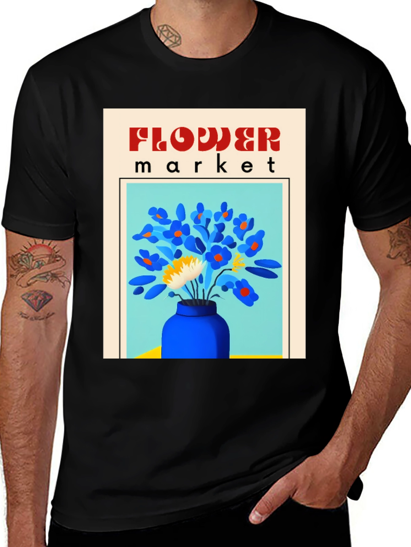 Variant 5 of Flower Market Graphic Tee - Modern Art Print