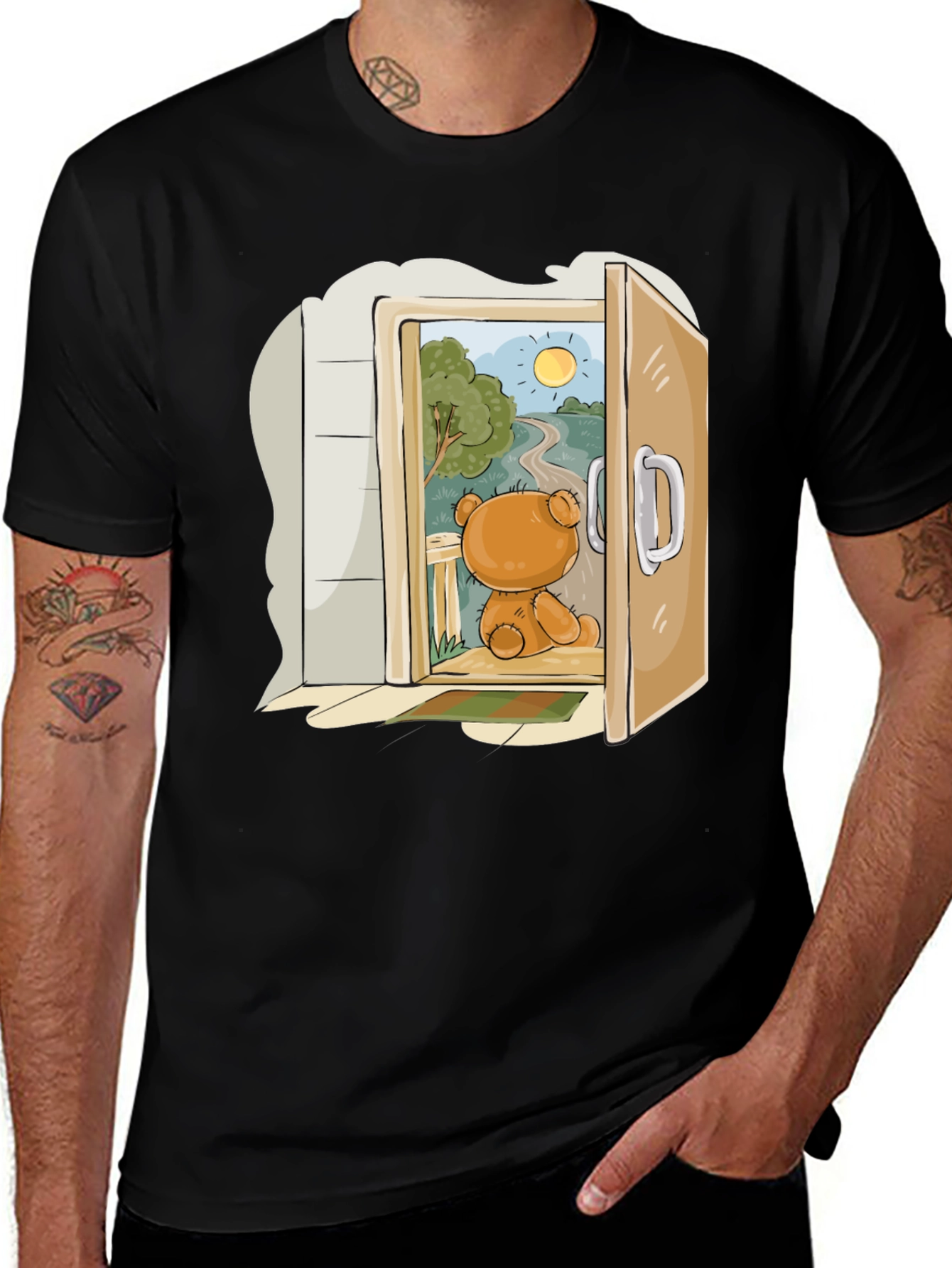 Variant 14 of Teddy Bear Doorway Graphic T-Shirt