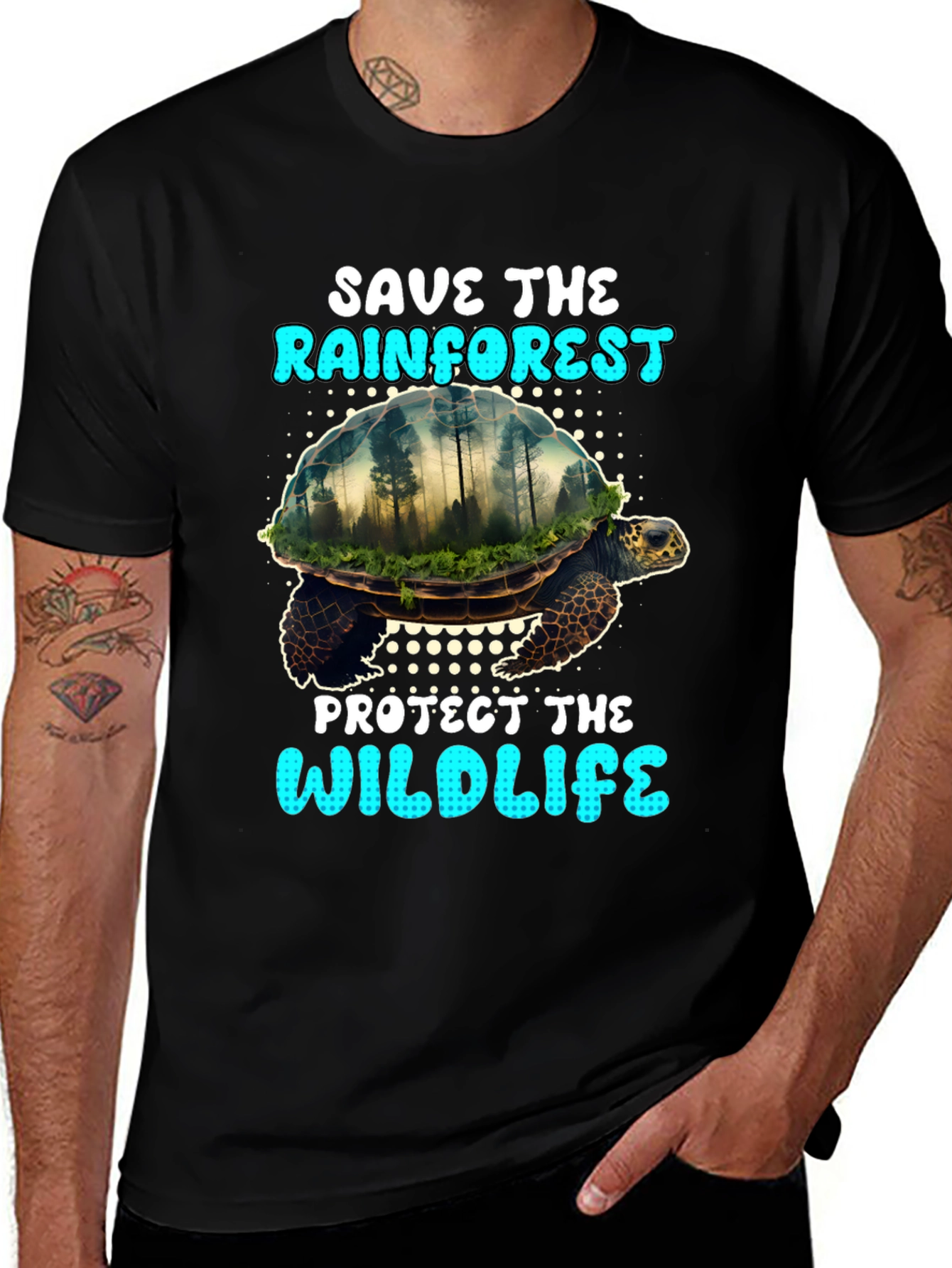 Variant 30 of Save the Rainforest Turtle Graphic Tee