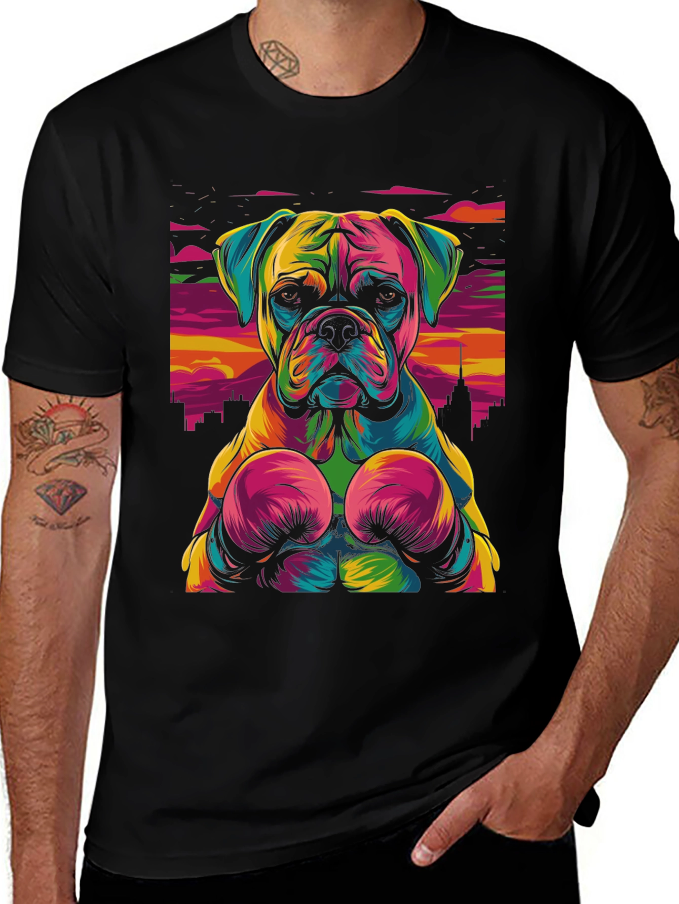 Boxer Dog Graphic Tee - Colorful, Unique Design