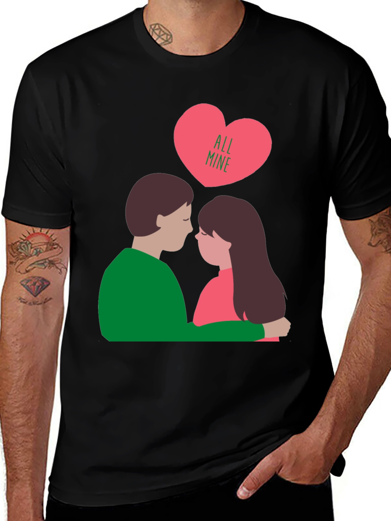 Variant 15 of All Mine Couple Graphic Tee - Black