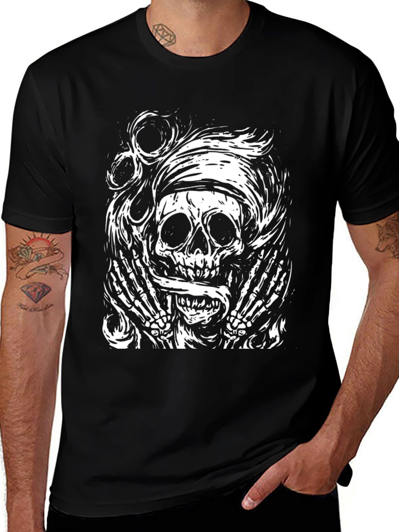 Variant 5 of Skull Graphic Tee - Black Cotton T-Shirt