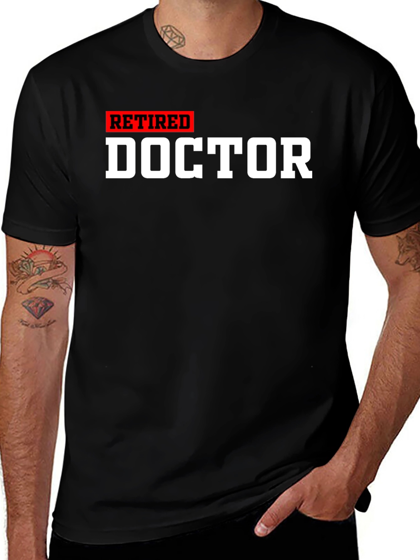 Variant 29 of Retired Doctor T-Shirt - Black Cotton Tee