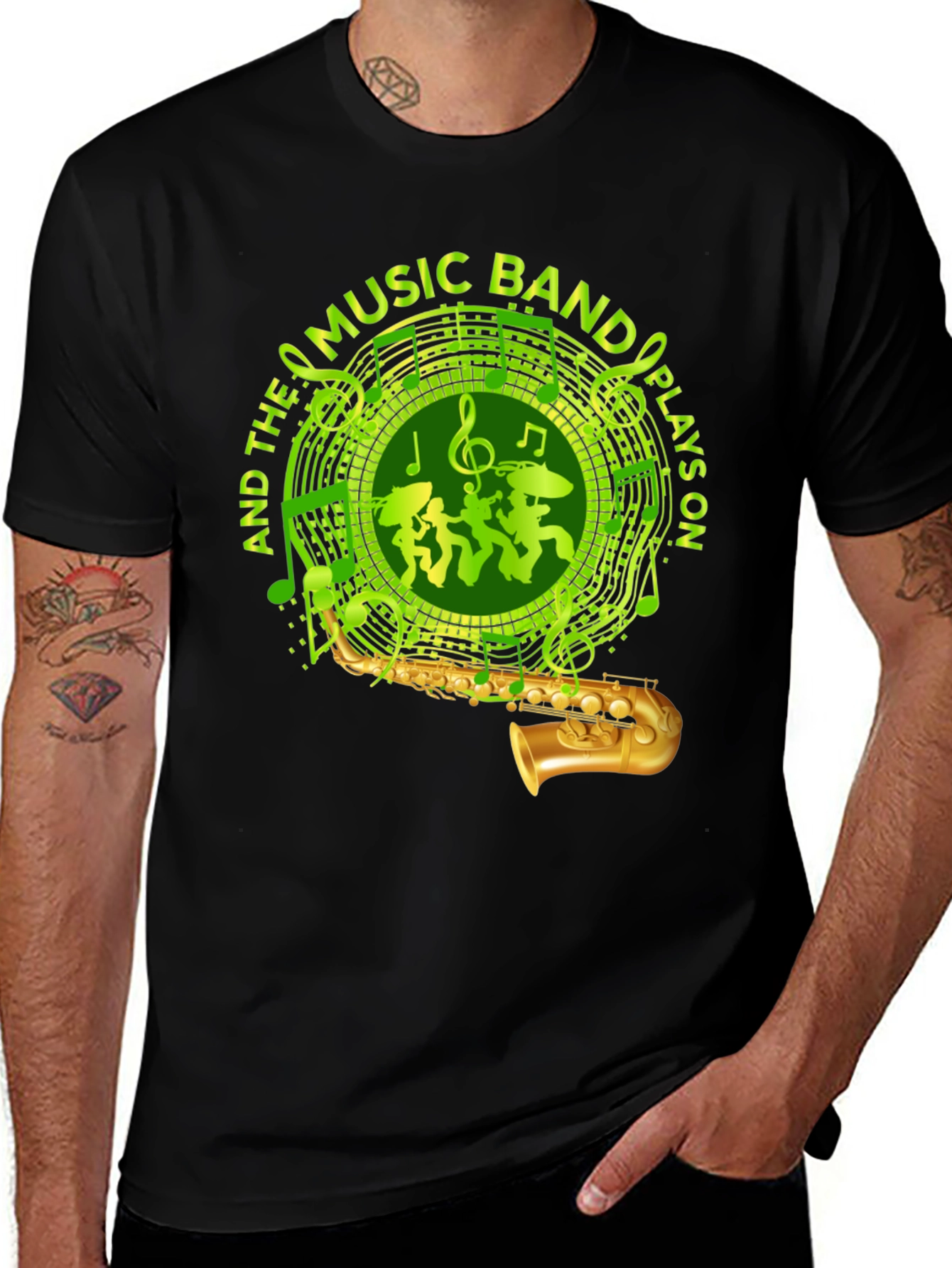 Variant 27 of Music Band T-Shirt Saxophone Design