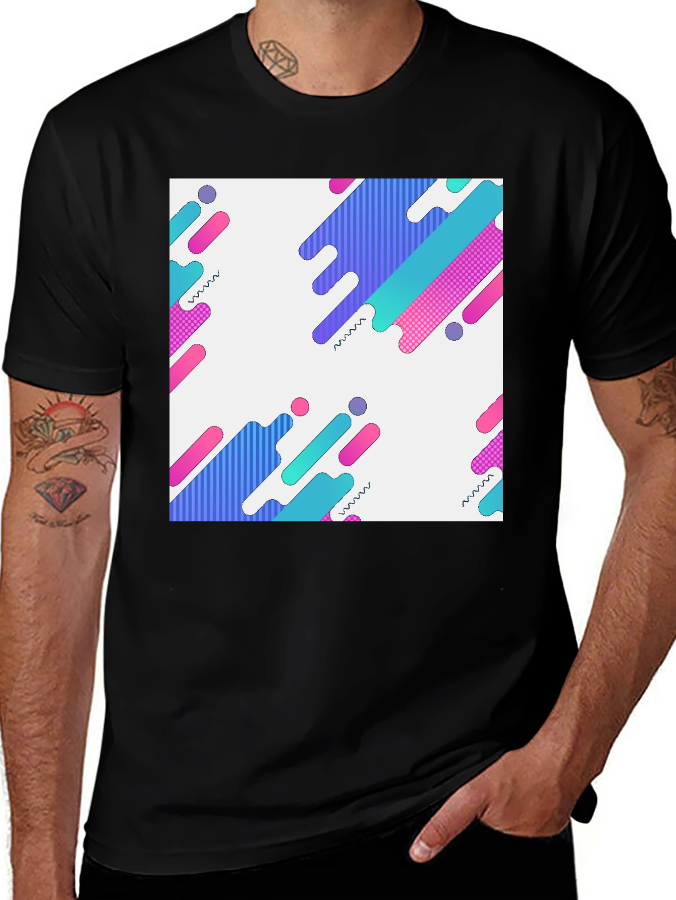 Abstract Geometric Black T-Shirt