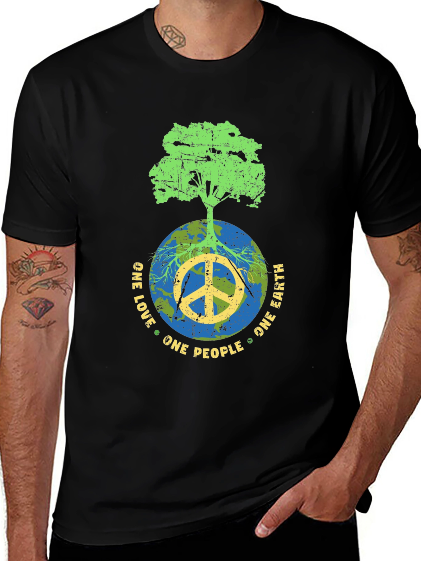 Variant 24 of One Love One Earth Peace Tree T-Shirt
