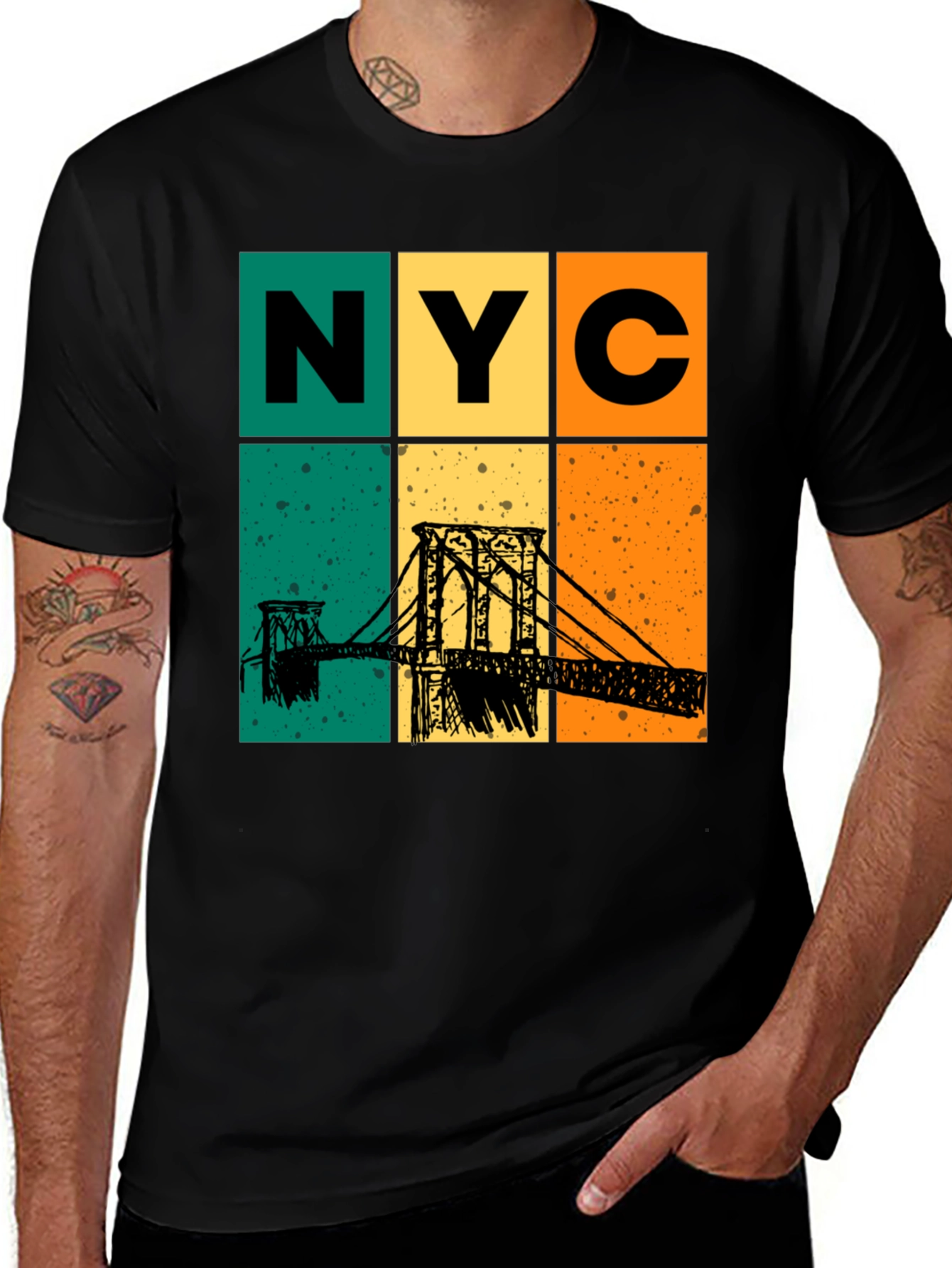 NYC Bridge Retro T-Shirt - New York City