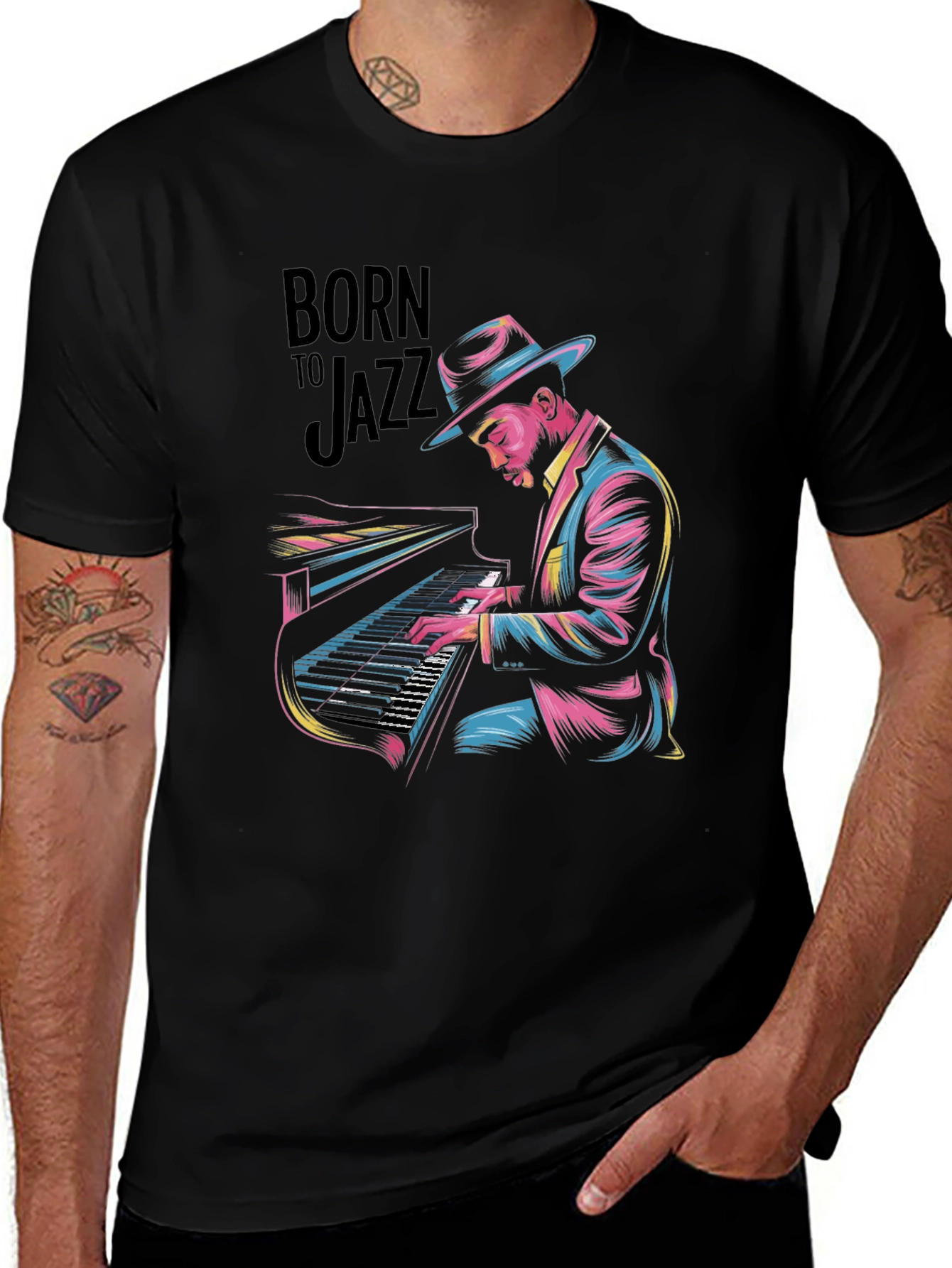 Variant 6 of Born to Jazz Graphic Tee - Cool Musician T-Shirt