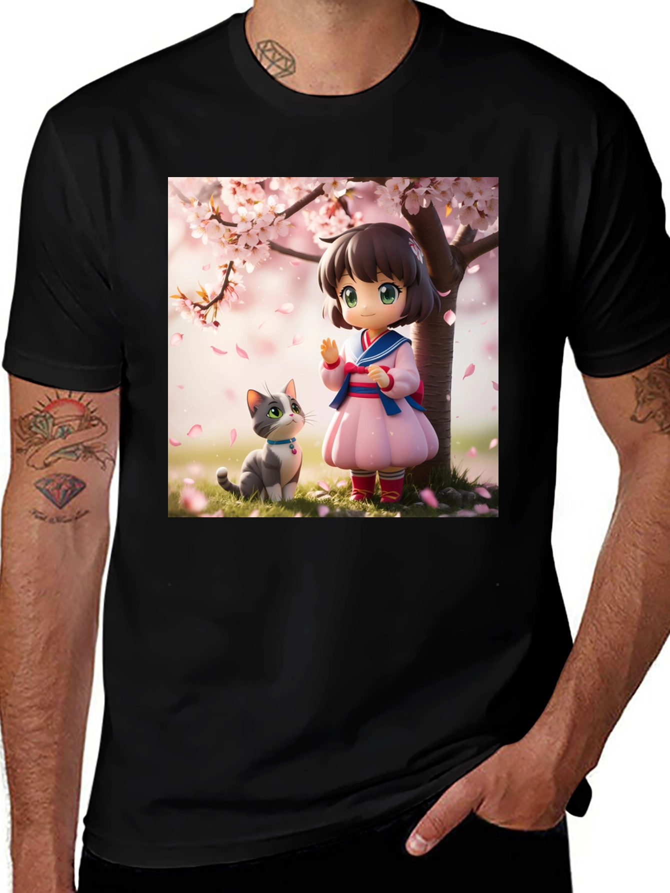 Variant 21 of Anime Girl & Cat Sakura T-Shirt