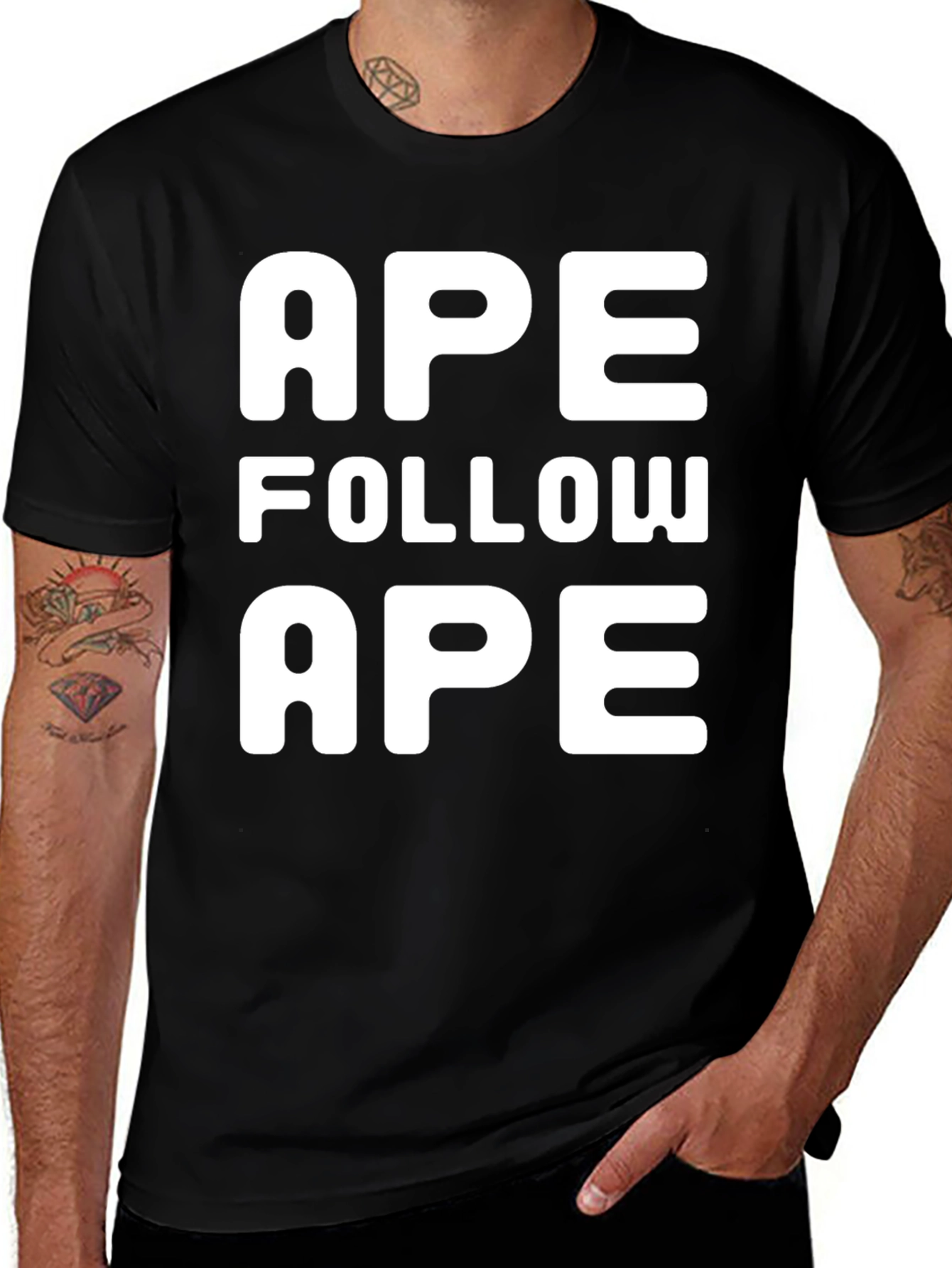 Variant 21 of Ape Follow Ape Black Graphic Tee