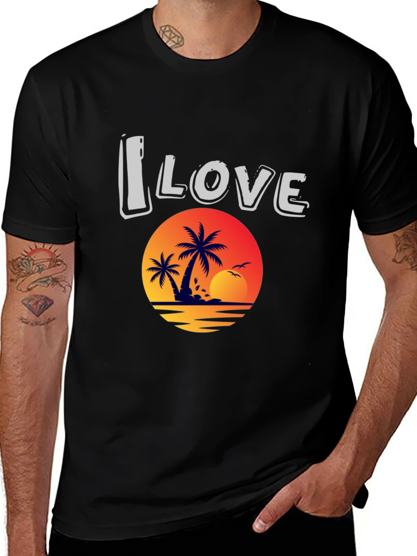 Variant 16 of I Love Beach Sunset Graphic T-Shirt