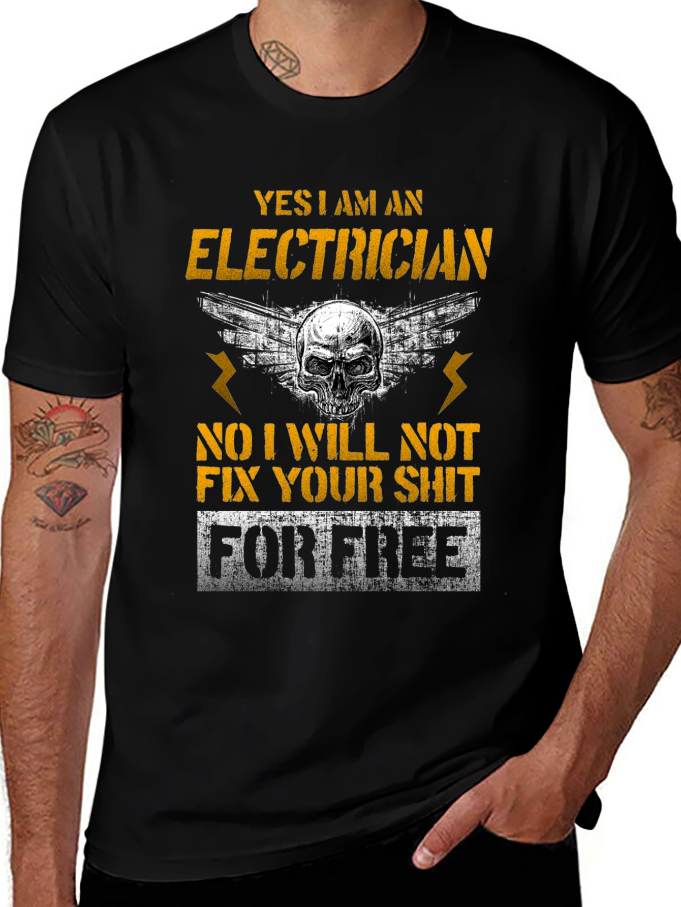 Variant 18 of Electrician Skull Humor T-Shirt Funny Gift