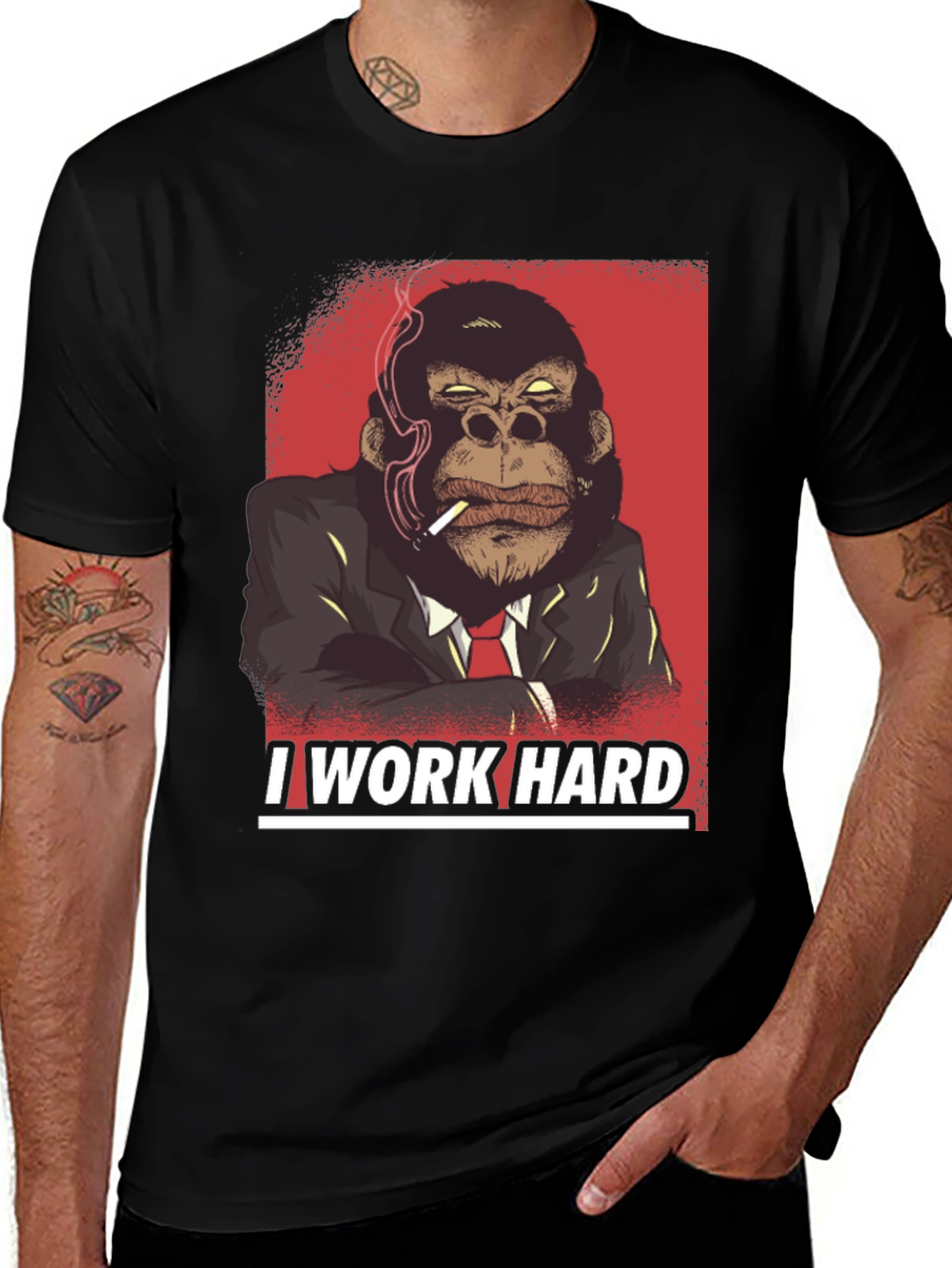 Variant 9 of I Work Hard Gorilla Graphic T-Shirt
