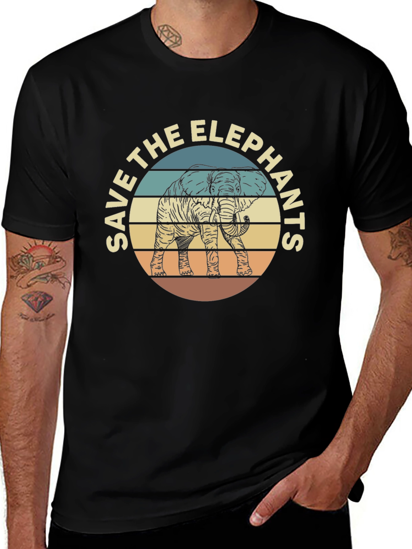 Variant 18 of Save the Elephants T-Shirt | Vintage Style Wildlife Tee