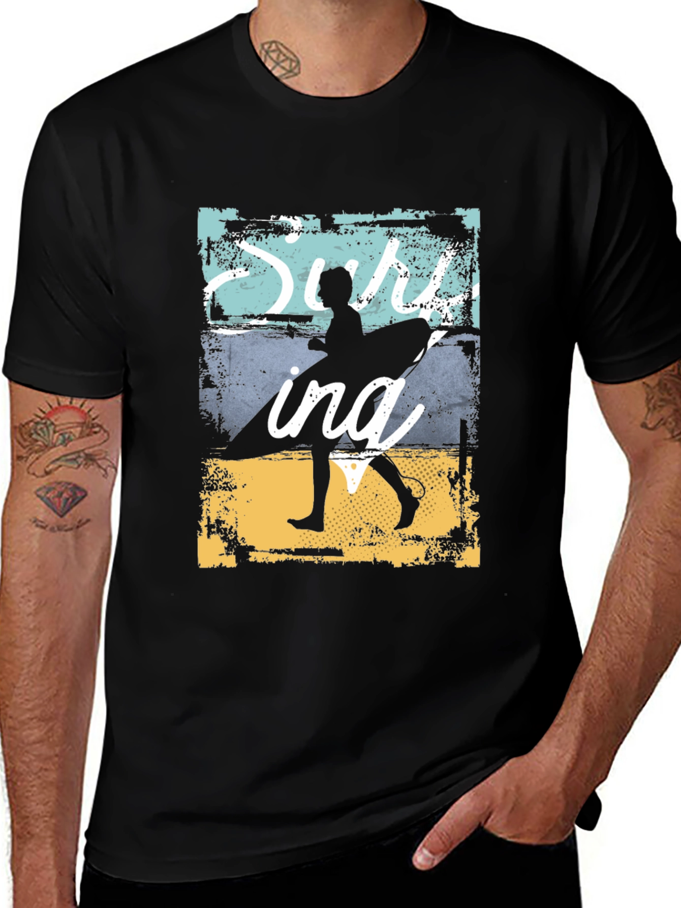 Variant 23 of Surfing Silhouette Graphic T-Shirt - Black