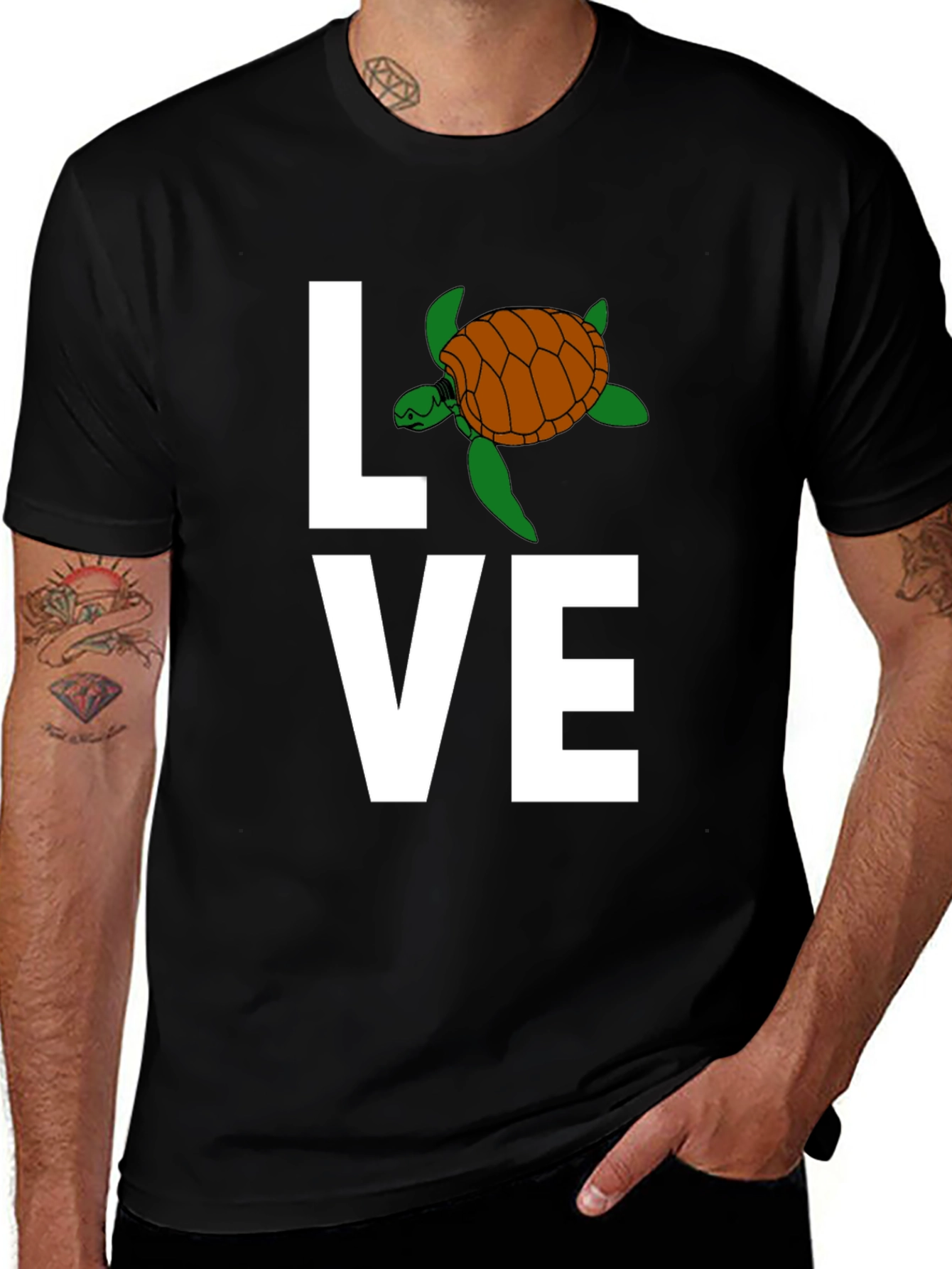 Variant 18 of Love Turtle Graphic T-Shirt - Stylish Crew Neck Tee