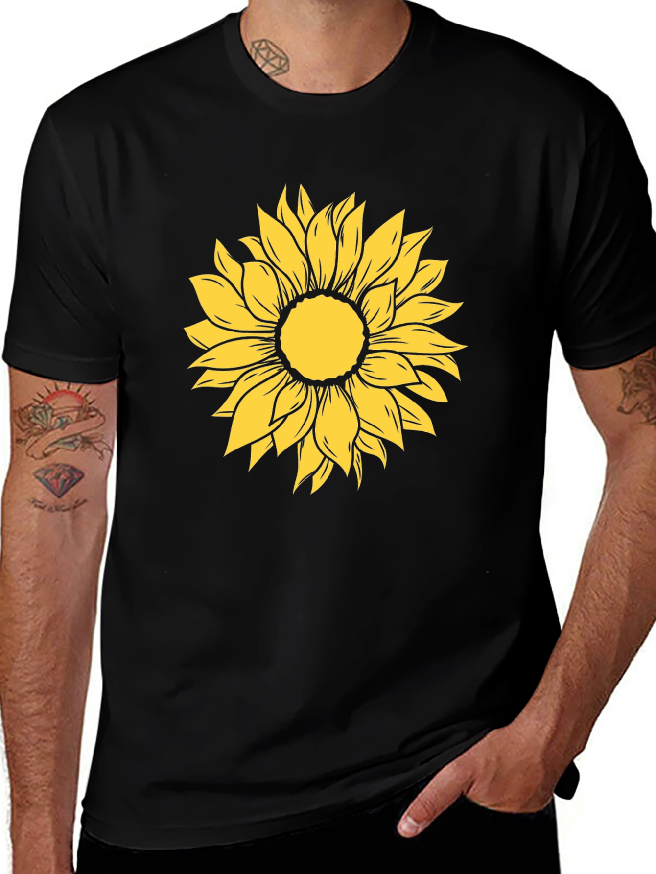 Variant 19 of Sunflower Graphic Tee - Mens Black T-Shirt
