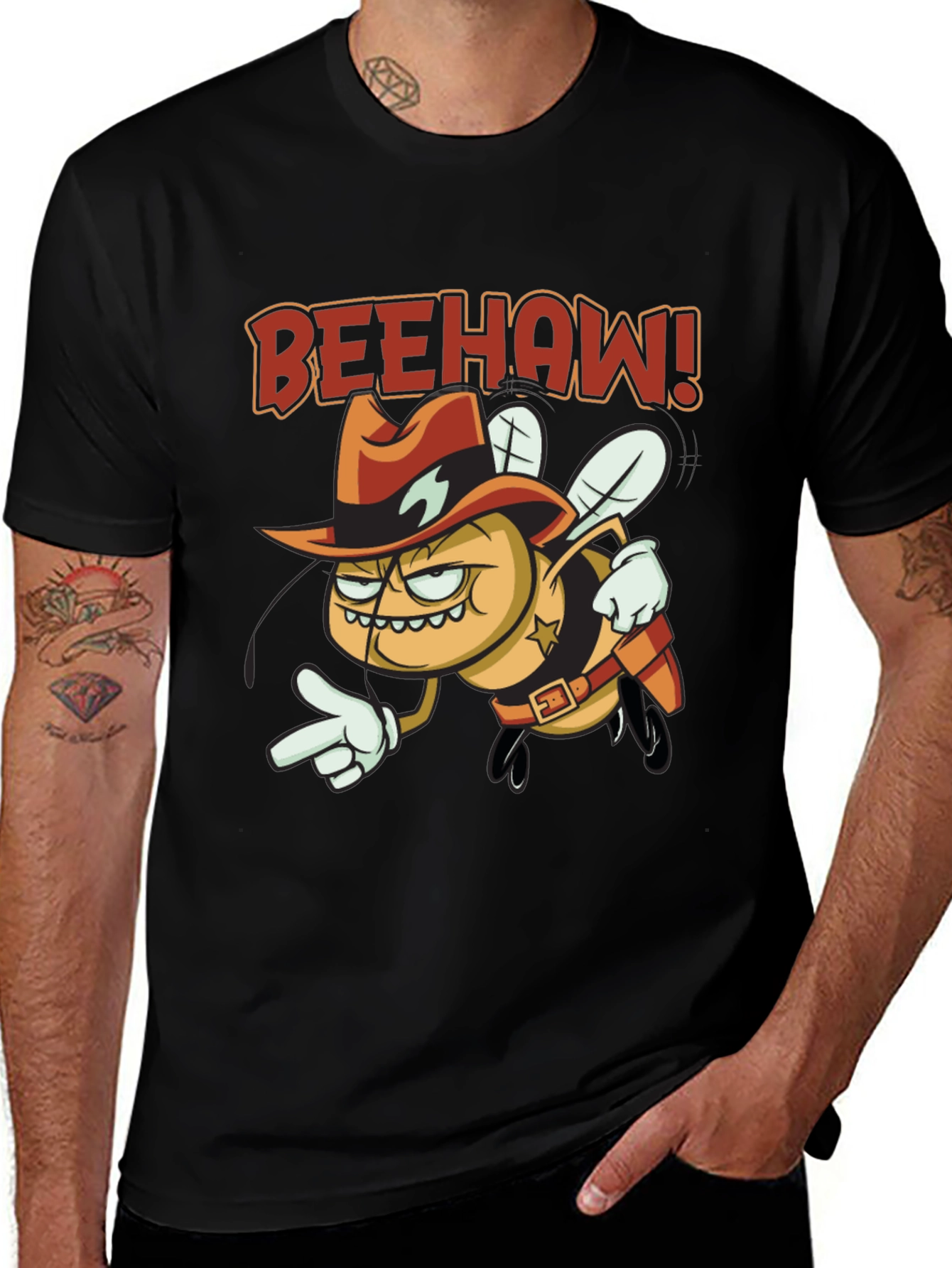 Variant 29 of Beehaw Sheriff T-Shirt - Cartoon Bee Design